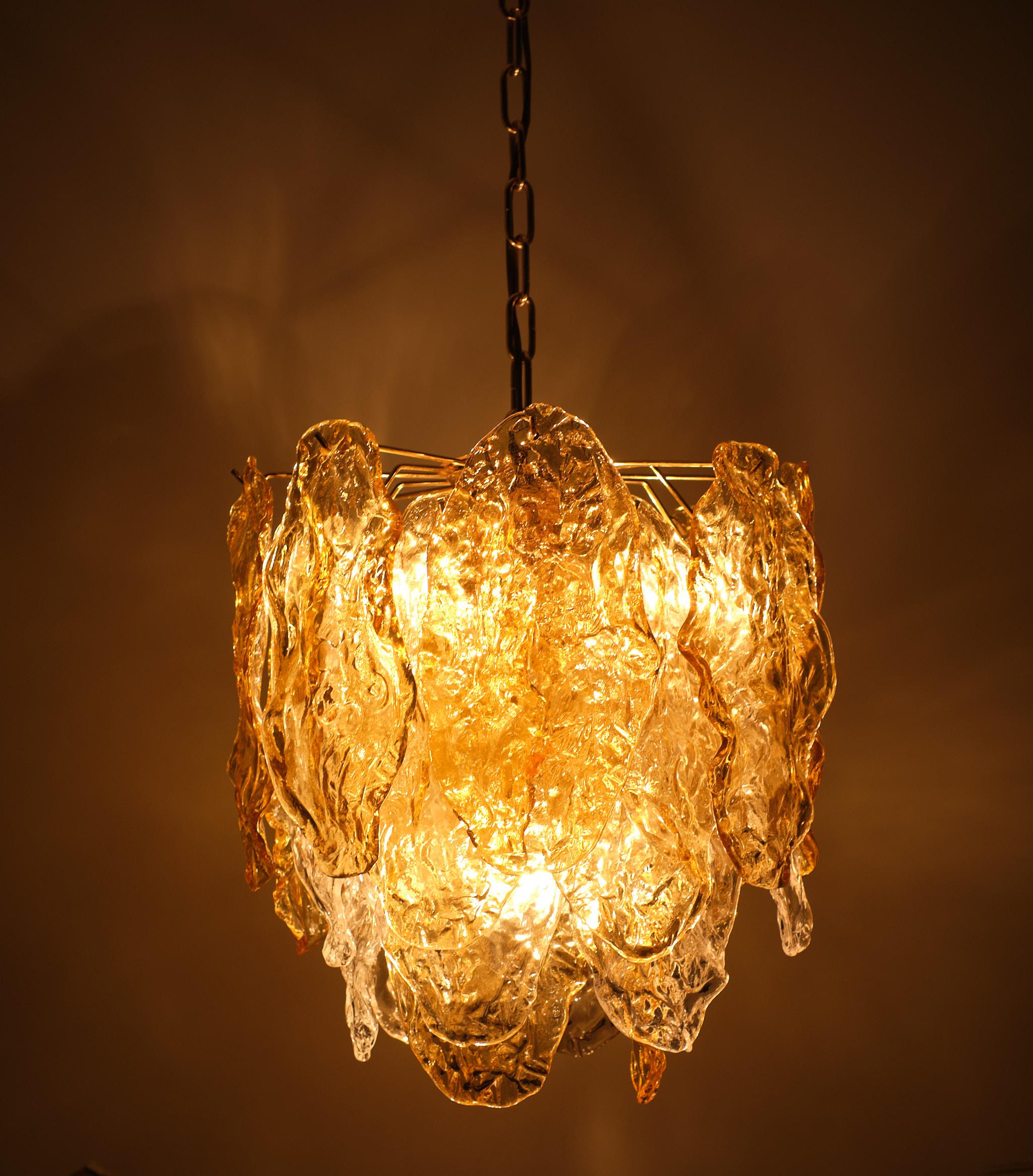 Stunning Mazzega Glass Panel Chandelier, Italy, 1970s  For Sale 2