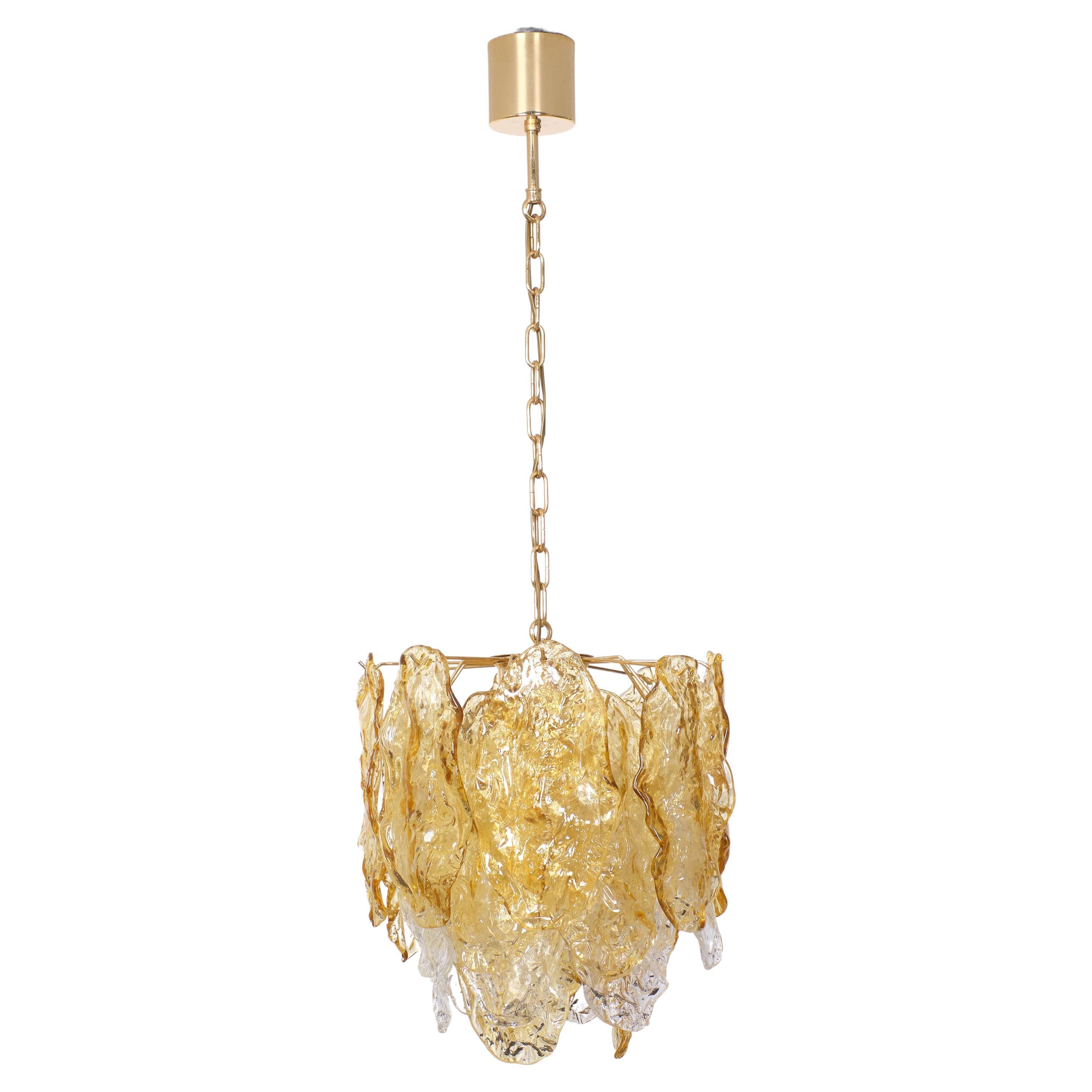 Stunning Mazzega Glass Panel Chandelier, Italy, 1970s  For Sale