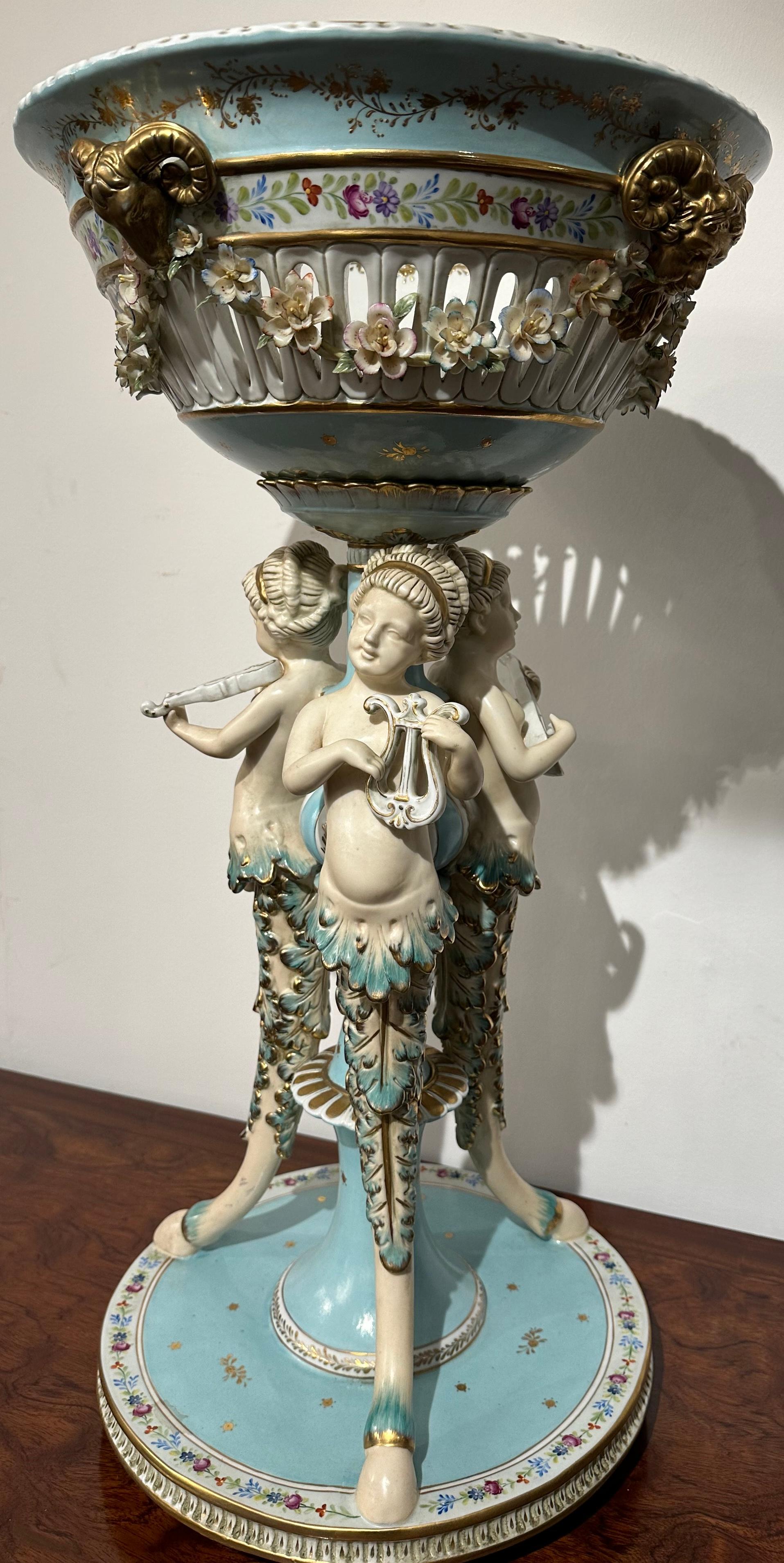 Enameled Stunning Meissen Style Centrepiece For Sale