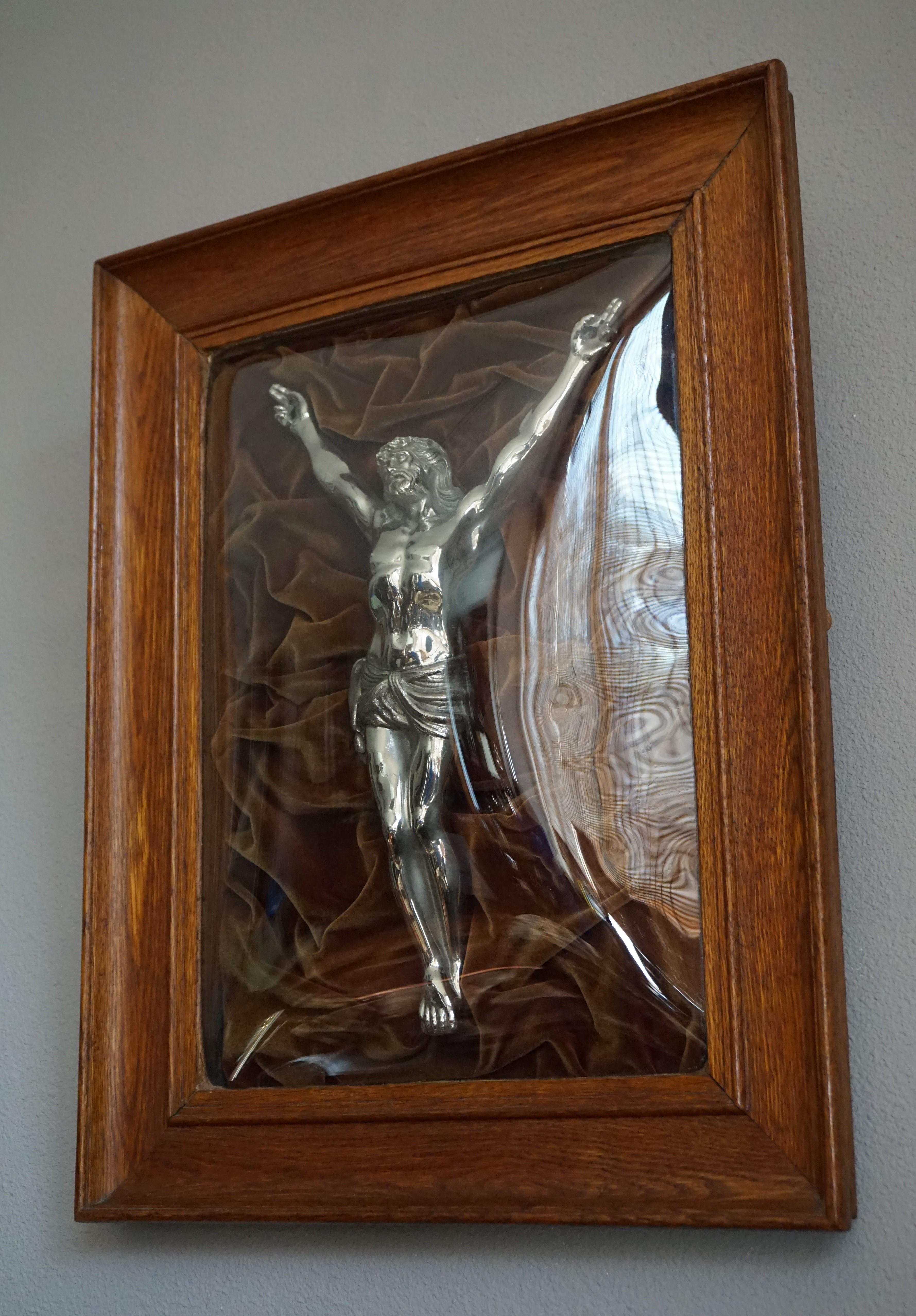 19th century 'Corpus Christi' in its original, mouth blown glass and solid oak frame.

For a piece that was all handcrafted in the late 19th century, this unique work of religious art is in museum quality condition. Especially for the large and
