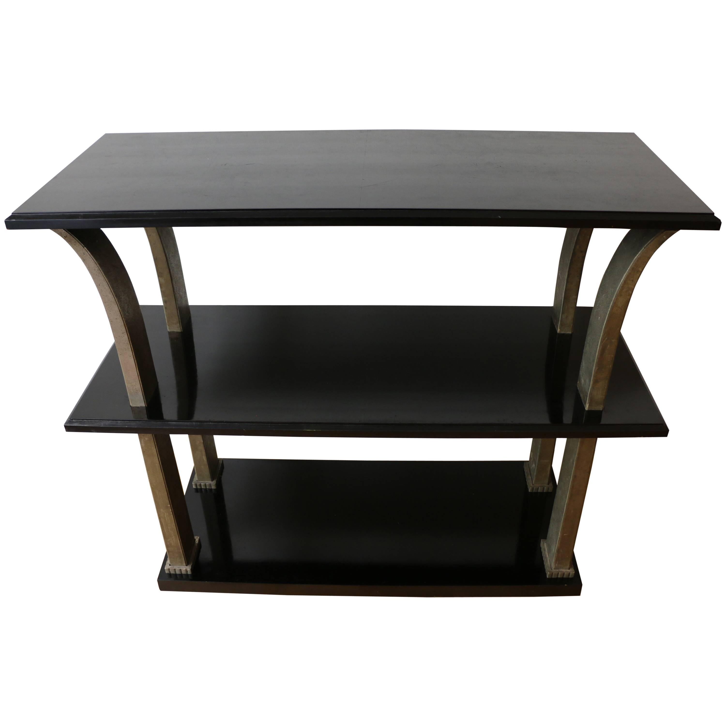 Stunning Metal and Wood Console by Edgar Brandt, Art Deco, France, 1920s