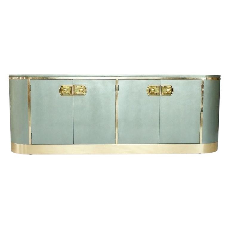 Stunning Metallic Lacquer and Polished Brass Sideboard/Credenza by Mastercraft