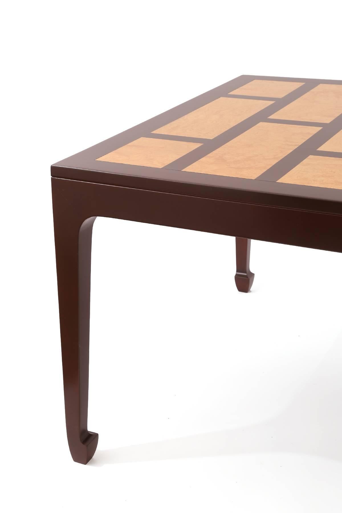 American Michael Taylor for Baker Large Dining Table in Maple & Burl