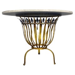 Stunning Micro Mosaic Spalti Glass and Marble Gold Guilt Iron Base Table / Italy