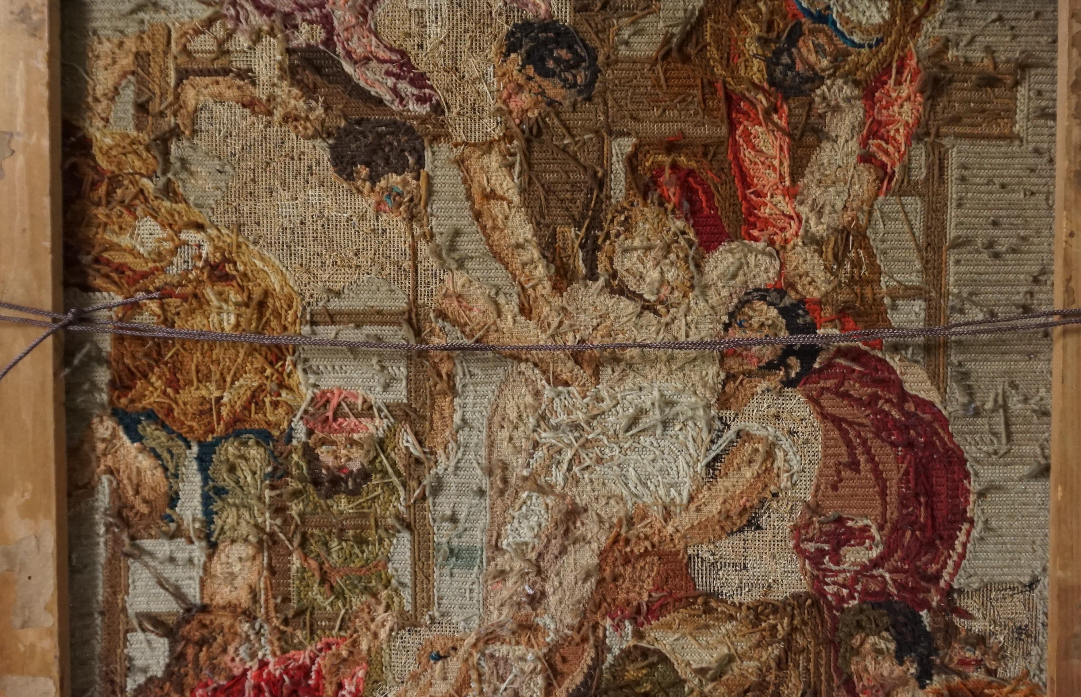 19th Century Stunning Mid-1800s Handcrafted Embroidery of Jesus' Descent from the Cross For Sale