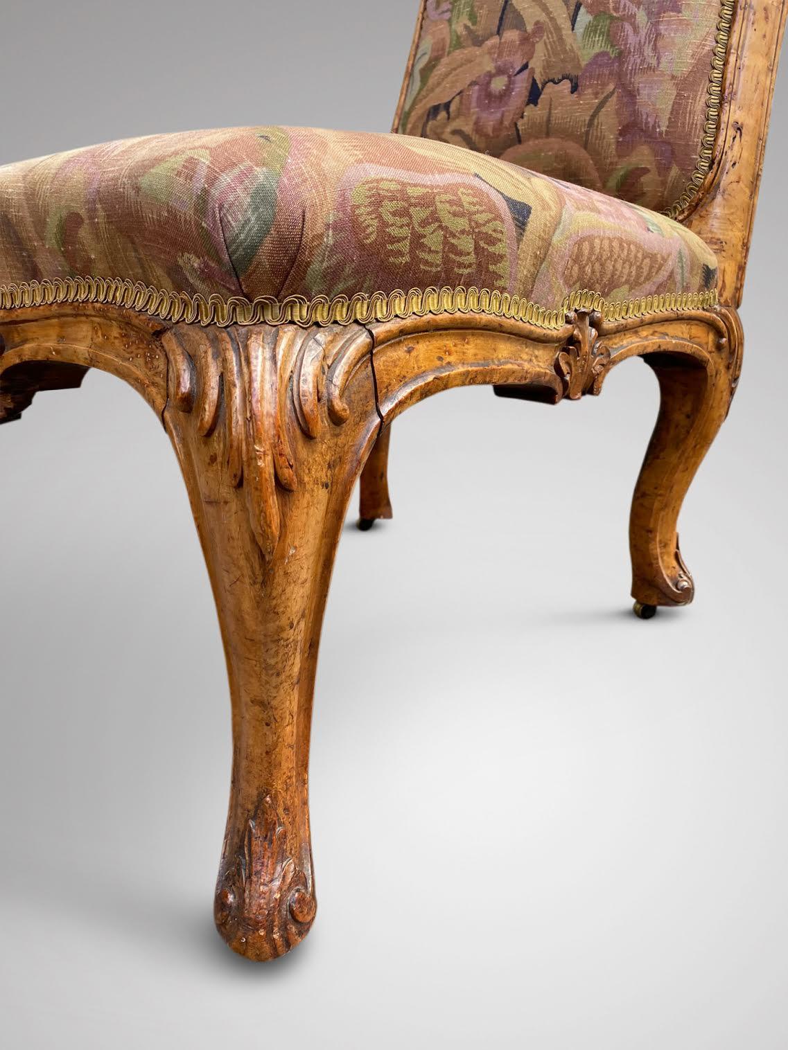 Hand-Carved Stunning Mid 19th Century Burr Elm Nursing Chair For Sale