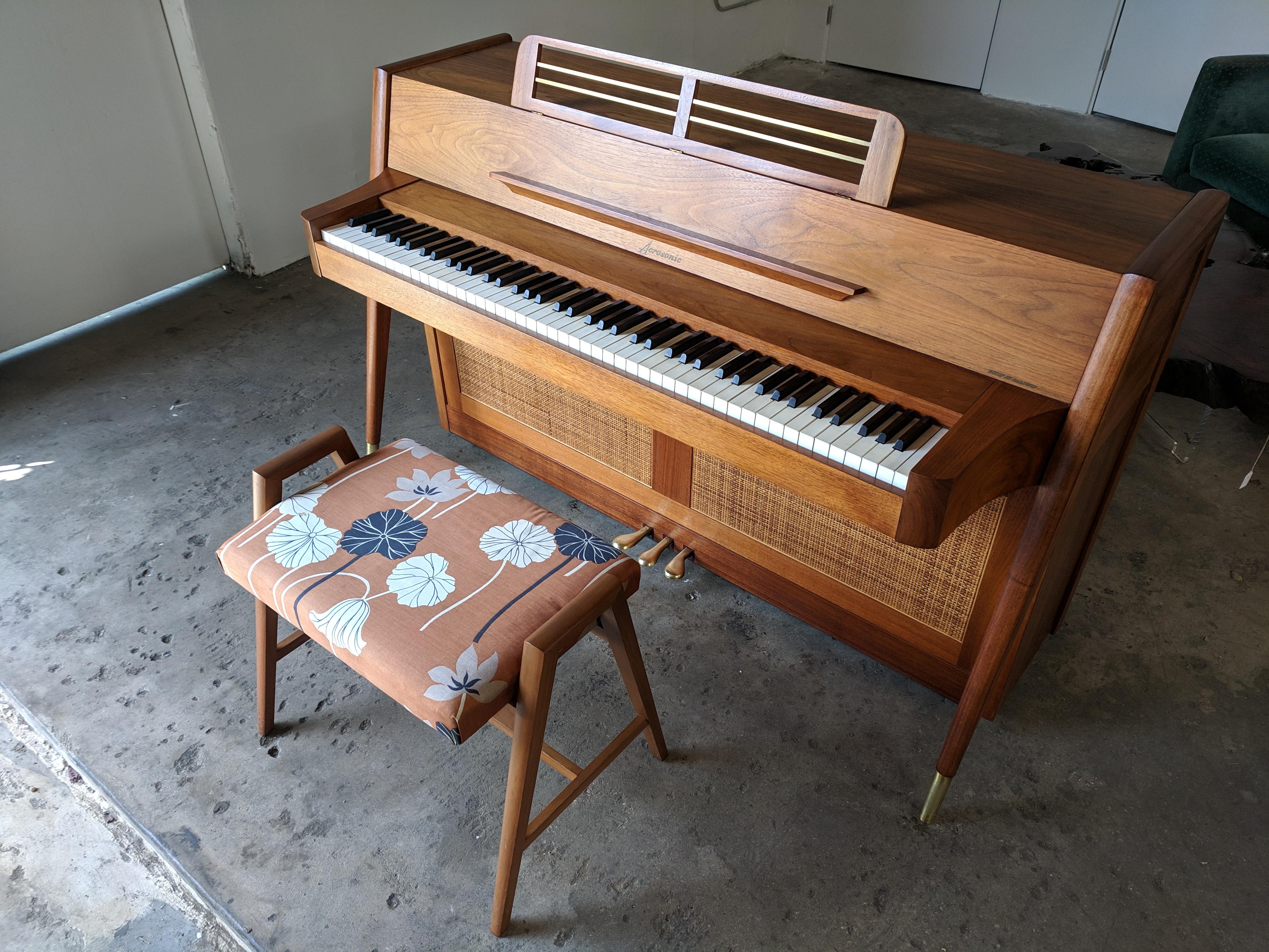 Stunning Midcentury Baldwin Acrosonic Spinet Piano with Matching Bench 2