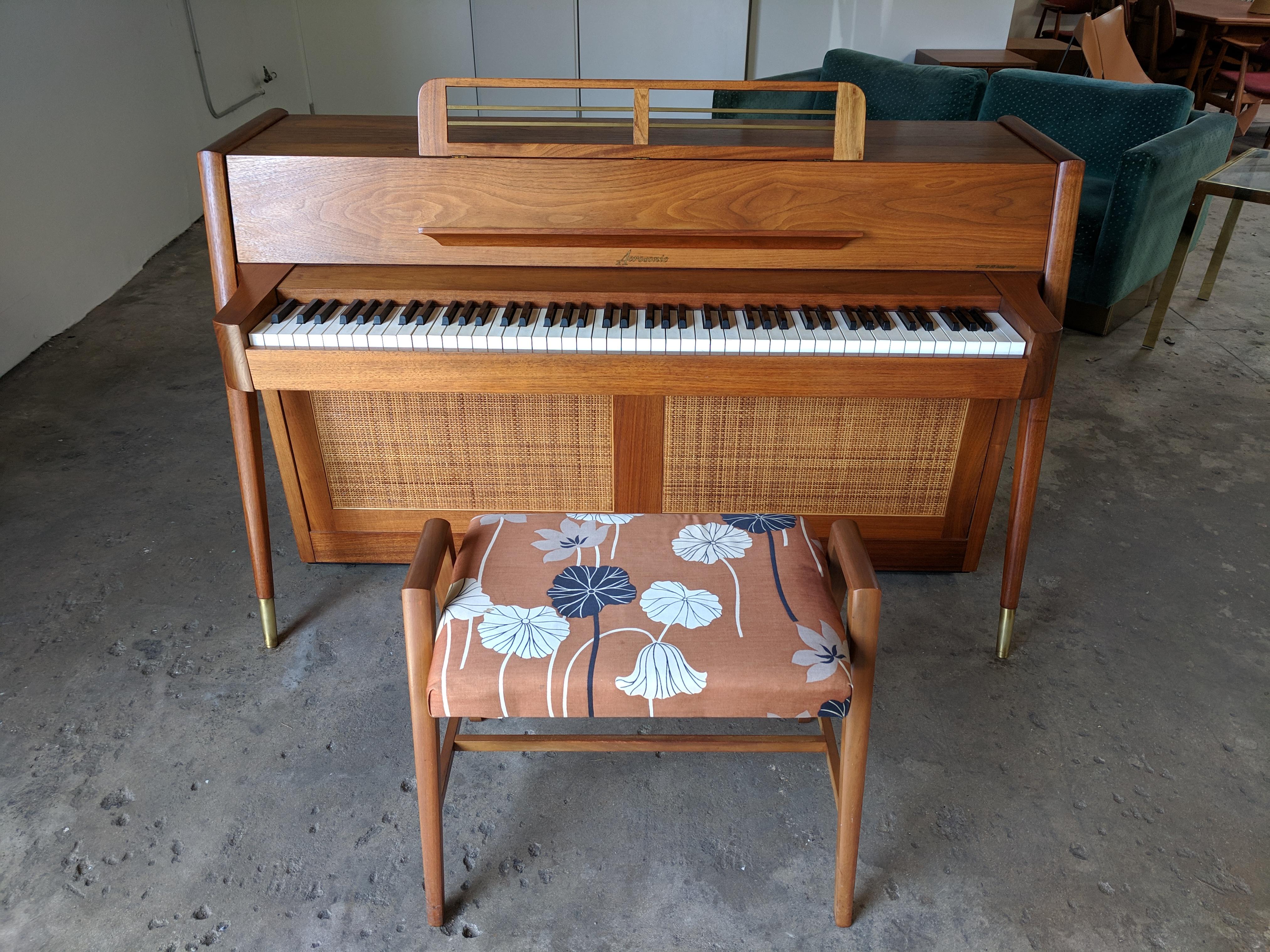 Stunning Midcentury Baldwin Acrosonic Spinet Piano with Matching Bench 4