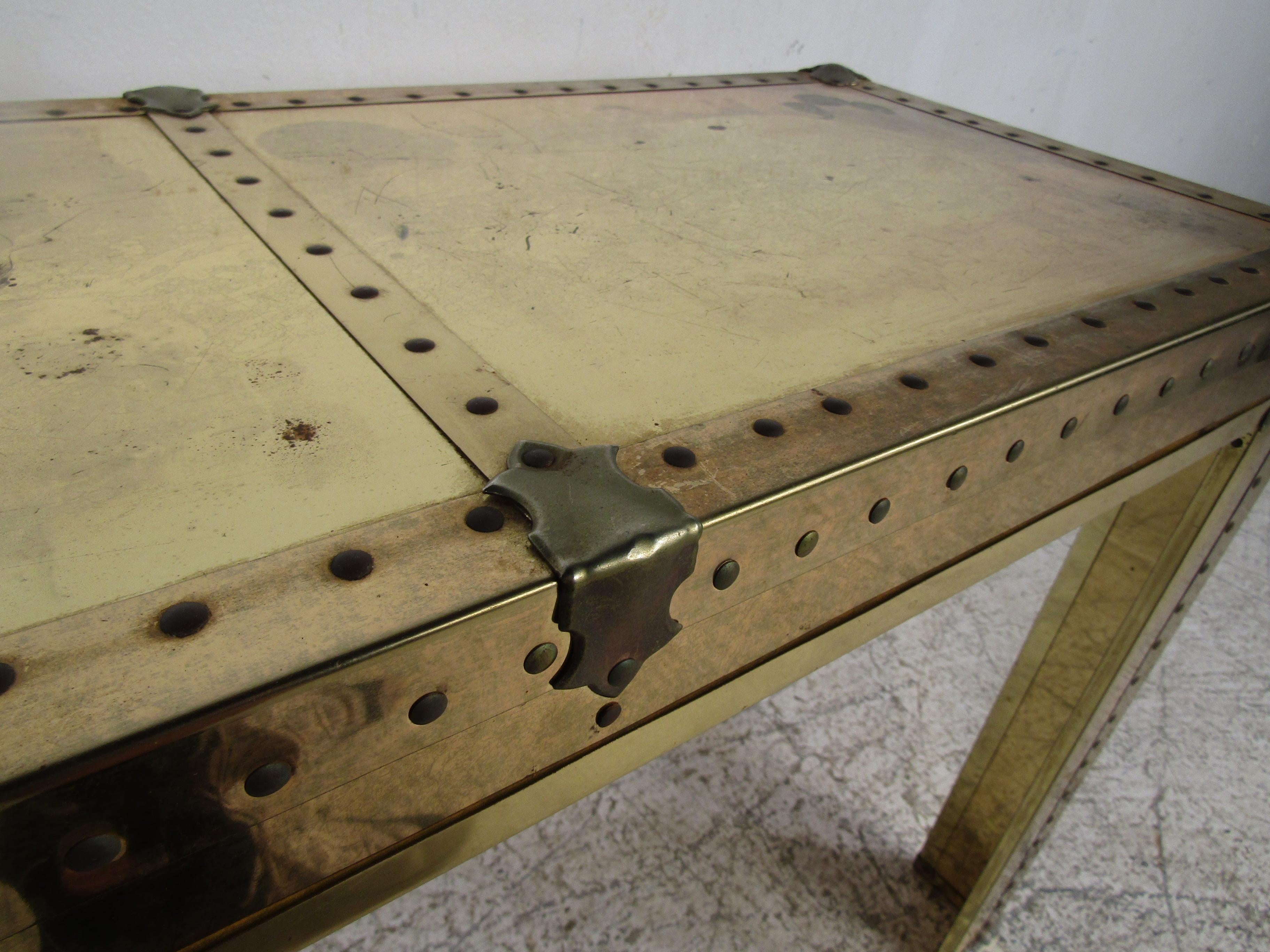 Stunning Midcentury Brass Console Table 3