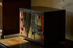 Stunning Mid Century Cabinet in Brass, Metal, Enamel and Gemstones Belgium 1960s