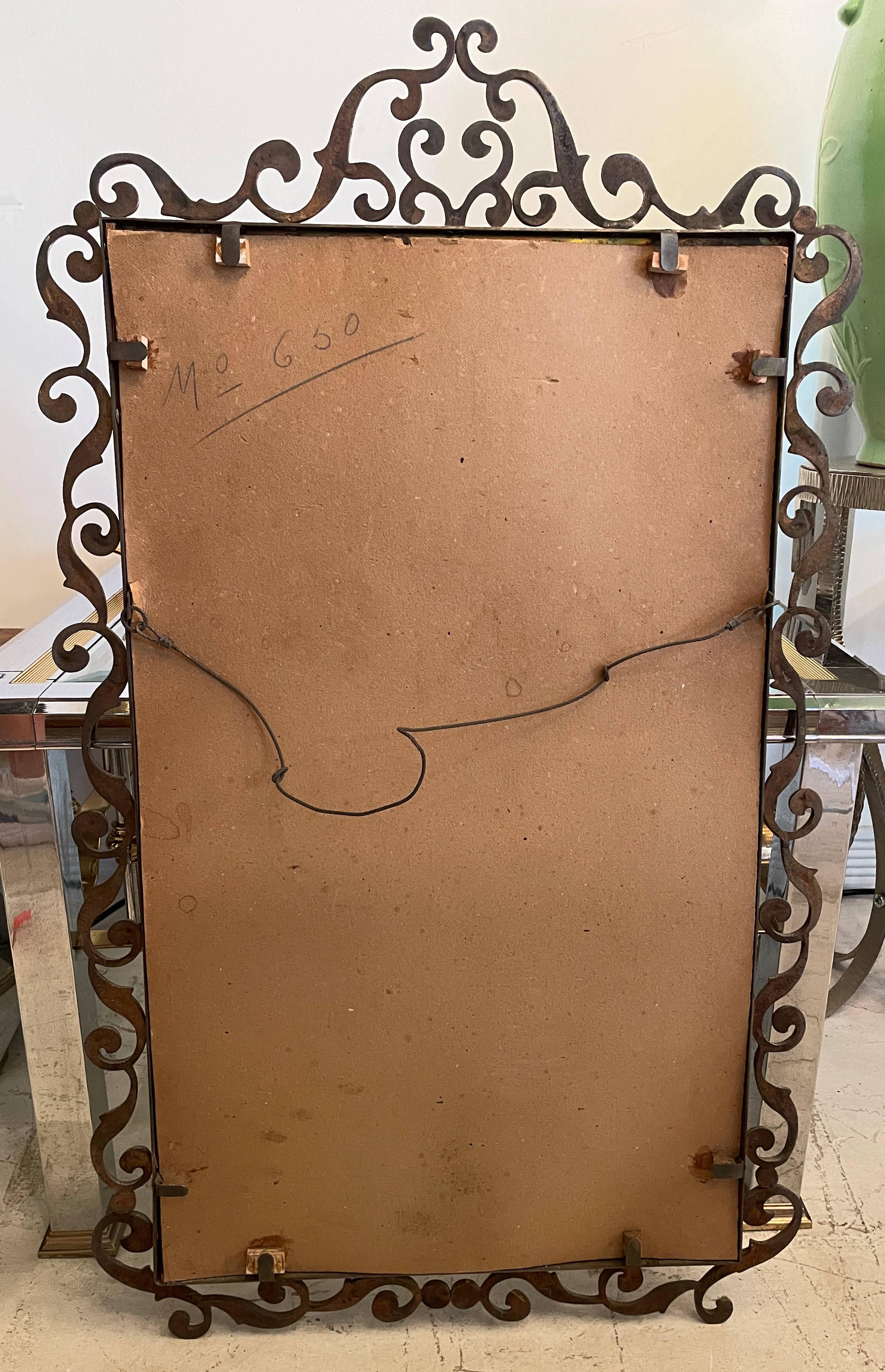 Stunning Mid-Century Italian Bronze 1940s Wall Mirror For Sale 8