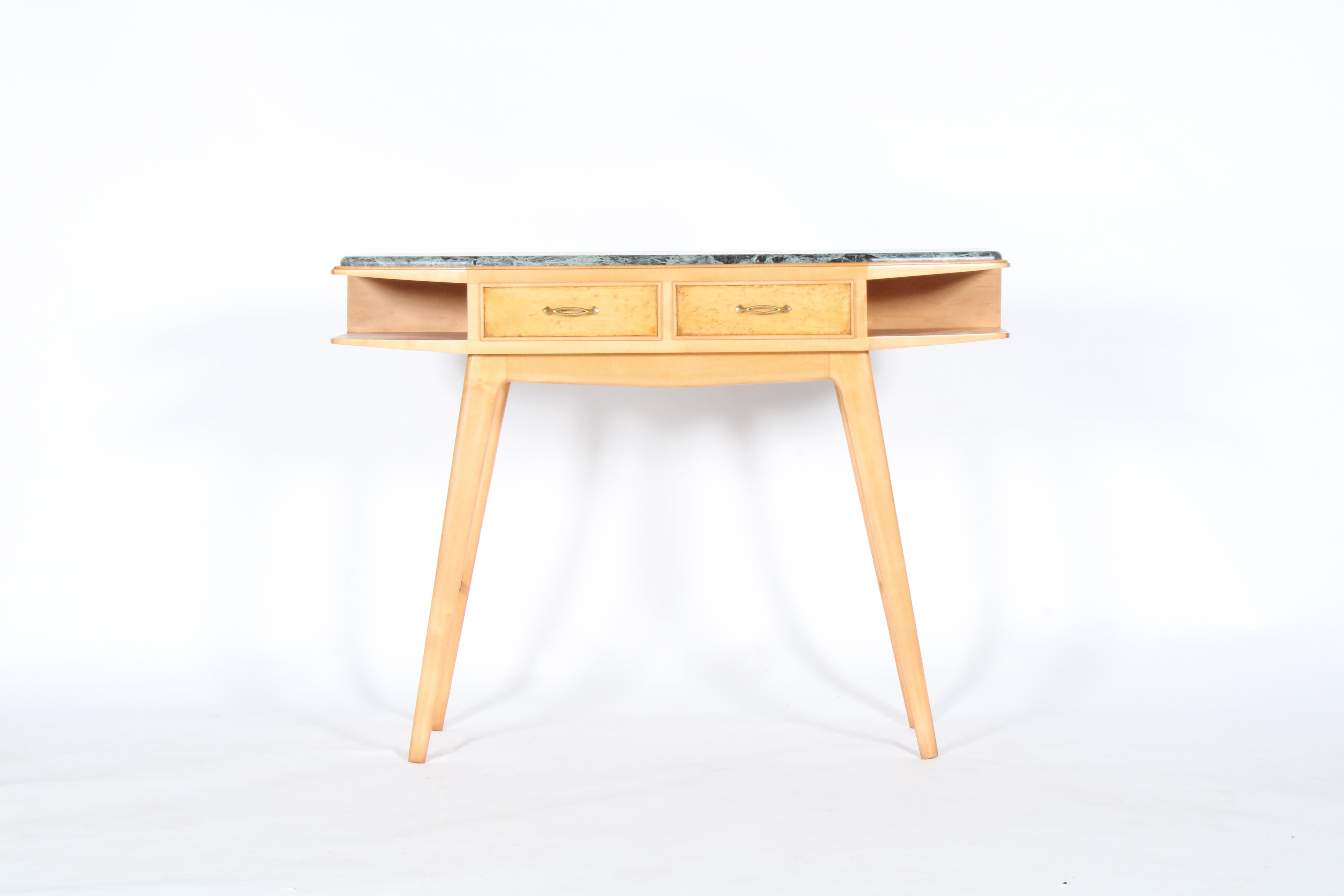 Stunning Mid Century Italian Console Table With Green Marble Inset Top ...