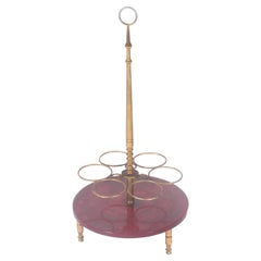 Stunning Mid Century Italian Wine Bottle Stand In Red Parchment By Aldo Tura