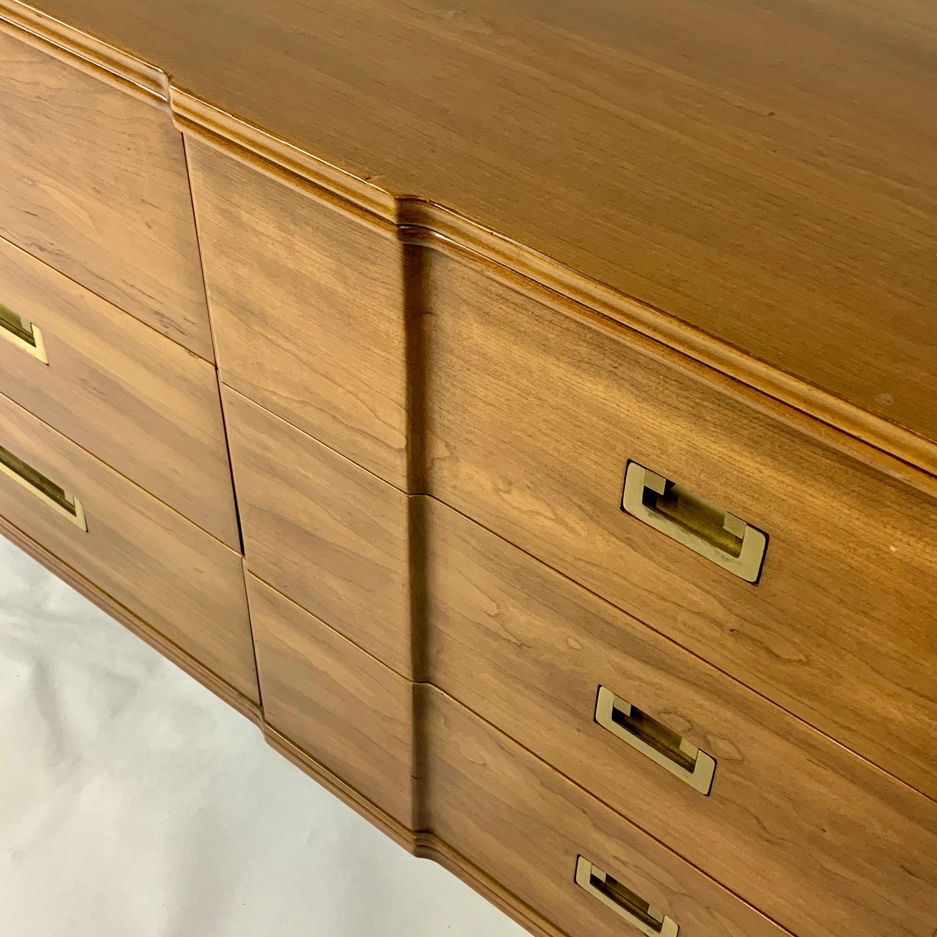 Mid-Century Modern Stunning Midcentury John Widdicomb 9 Drawer Dresser Solid Wood w Brass Hardware