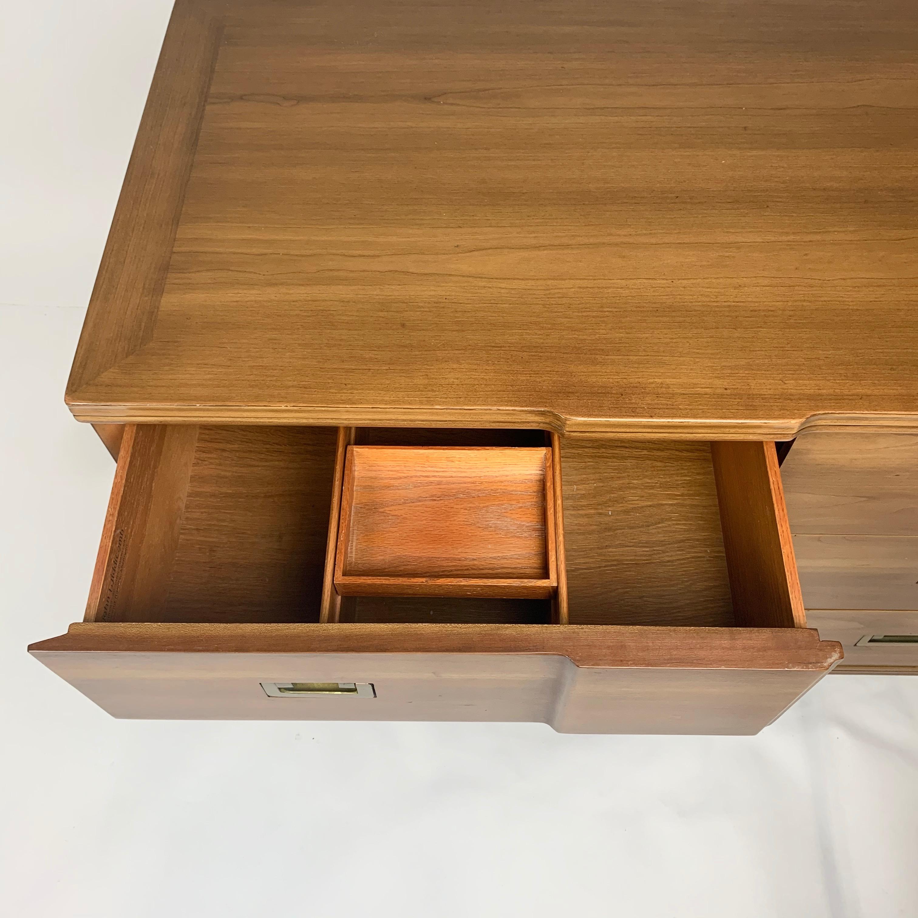 20th Century Stunning Midcentury John Widdicomb 9 Drawer Dresser Solid Wood w Brass Hardware