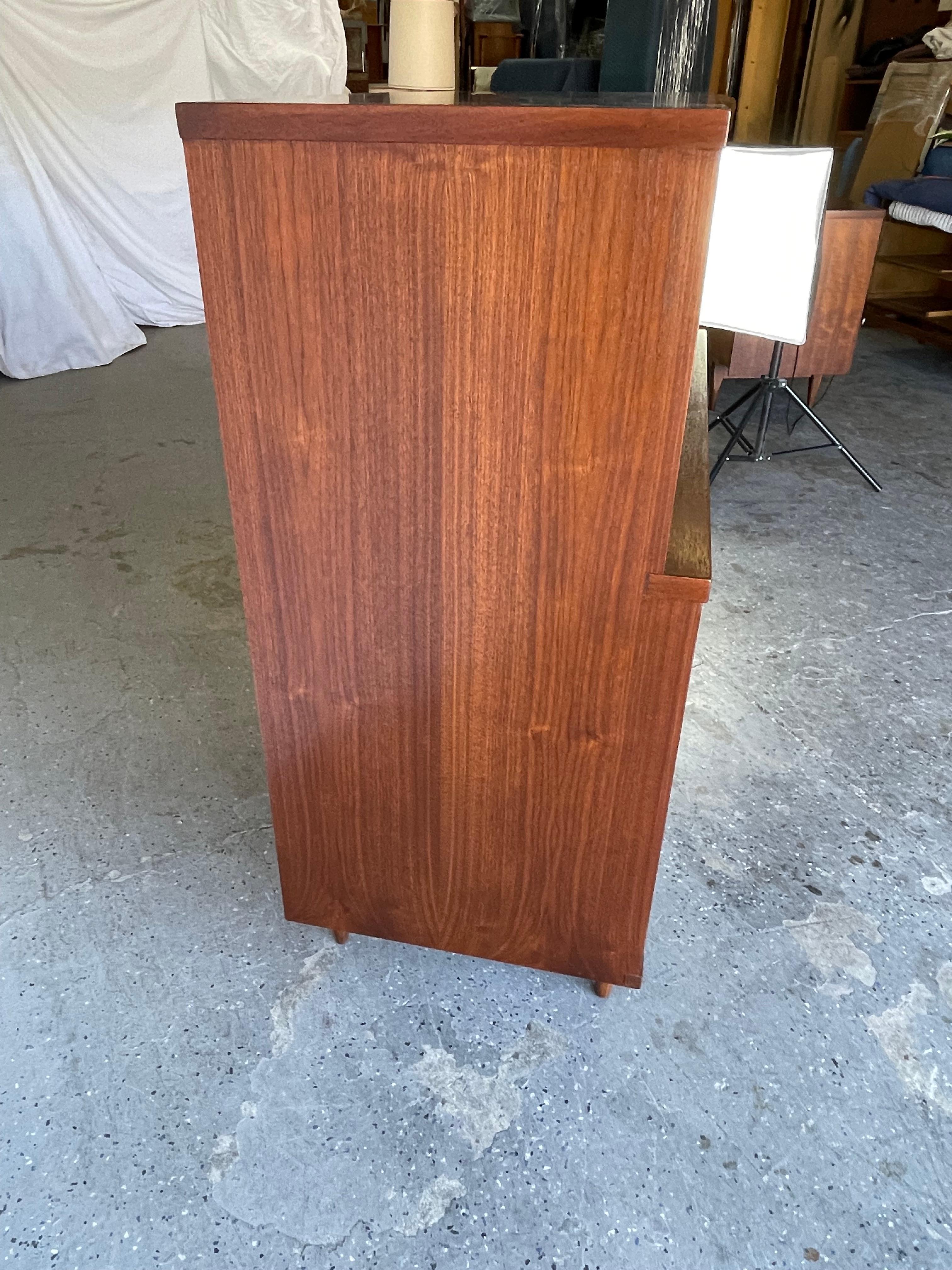 Stunning Midcentury Kent Coffey Walnut Tableau High Boy Chest 5 Drawer Dresser 1