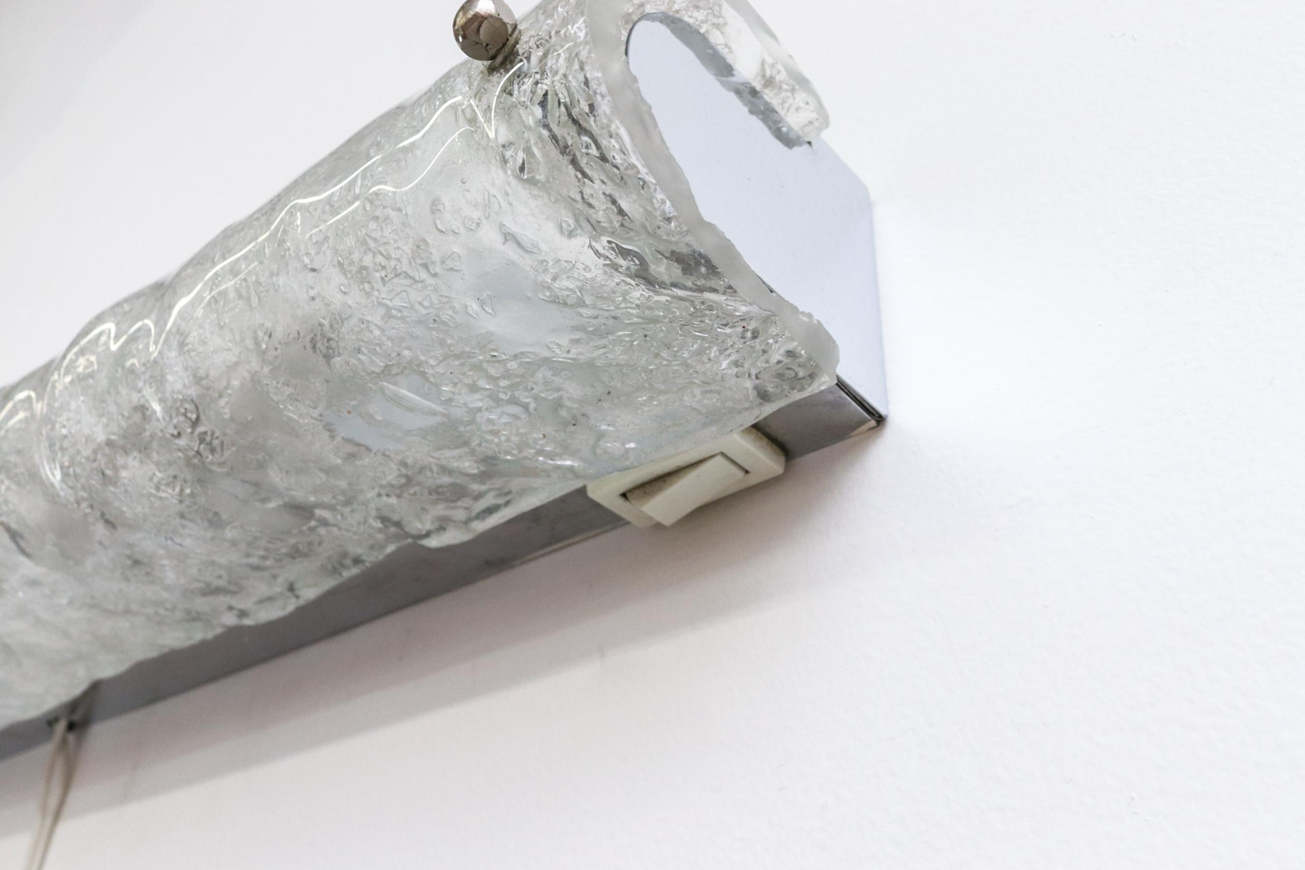 Stunning Mid-Century Hillebrand Leuchten Long Linear Slumped Glass Sconce For Sale 6