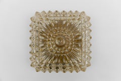 Stunning Mid-Century Modern Amber Bubble Glass Flush Mount Lamp, 1960s