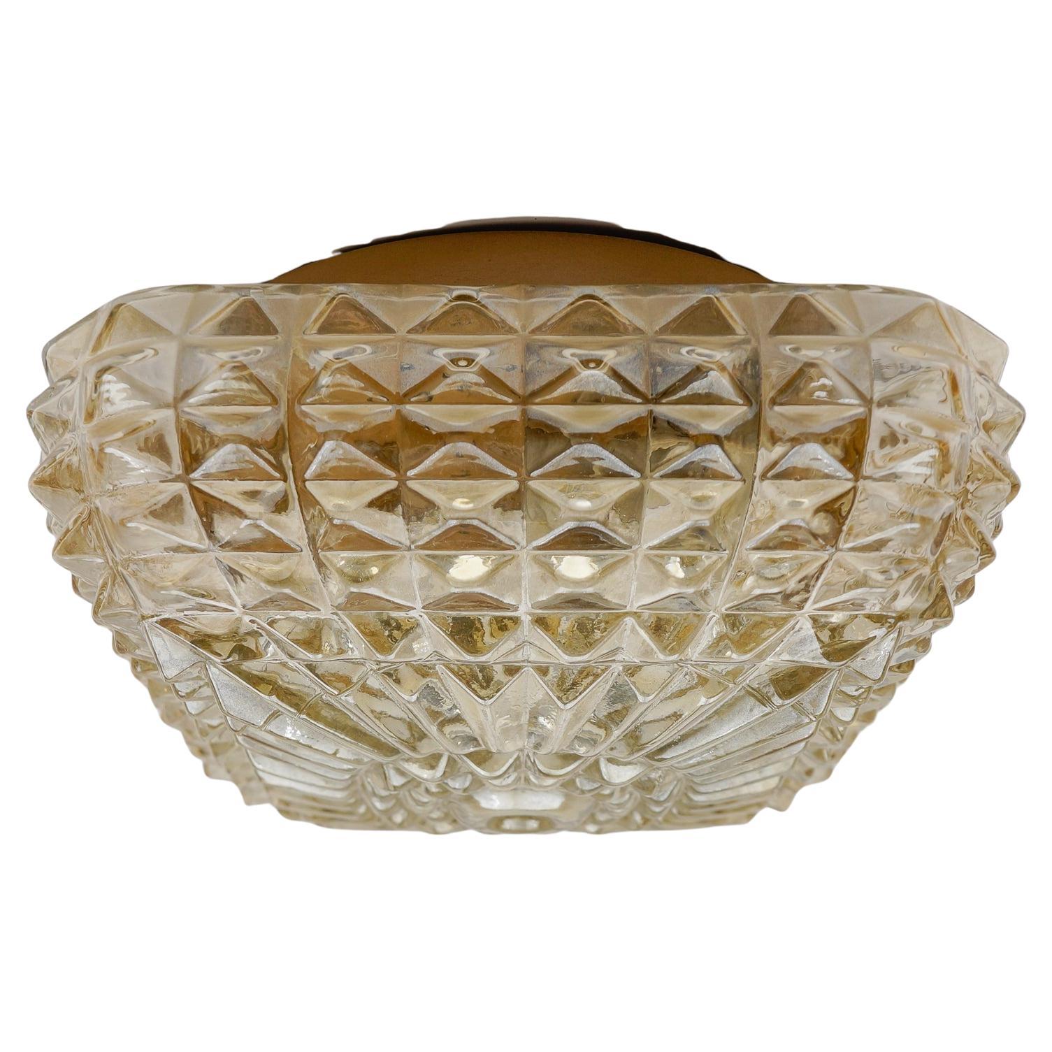 Stupefacente lampada da incasso in vetro a bolle d
ambra della modernità di metà secolo, anni 
60 in vendita