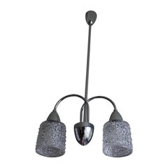Timeless Mid-Century Modern Chrome and Bohemian Glass Pendant Chandelier, 1960s