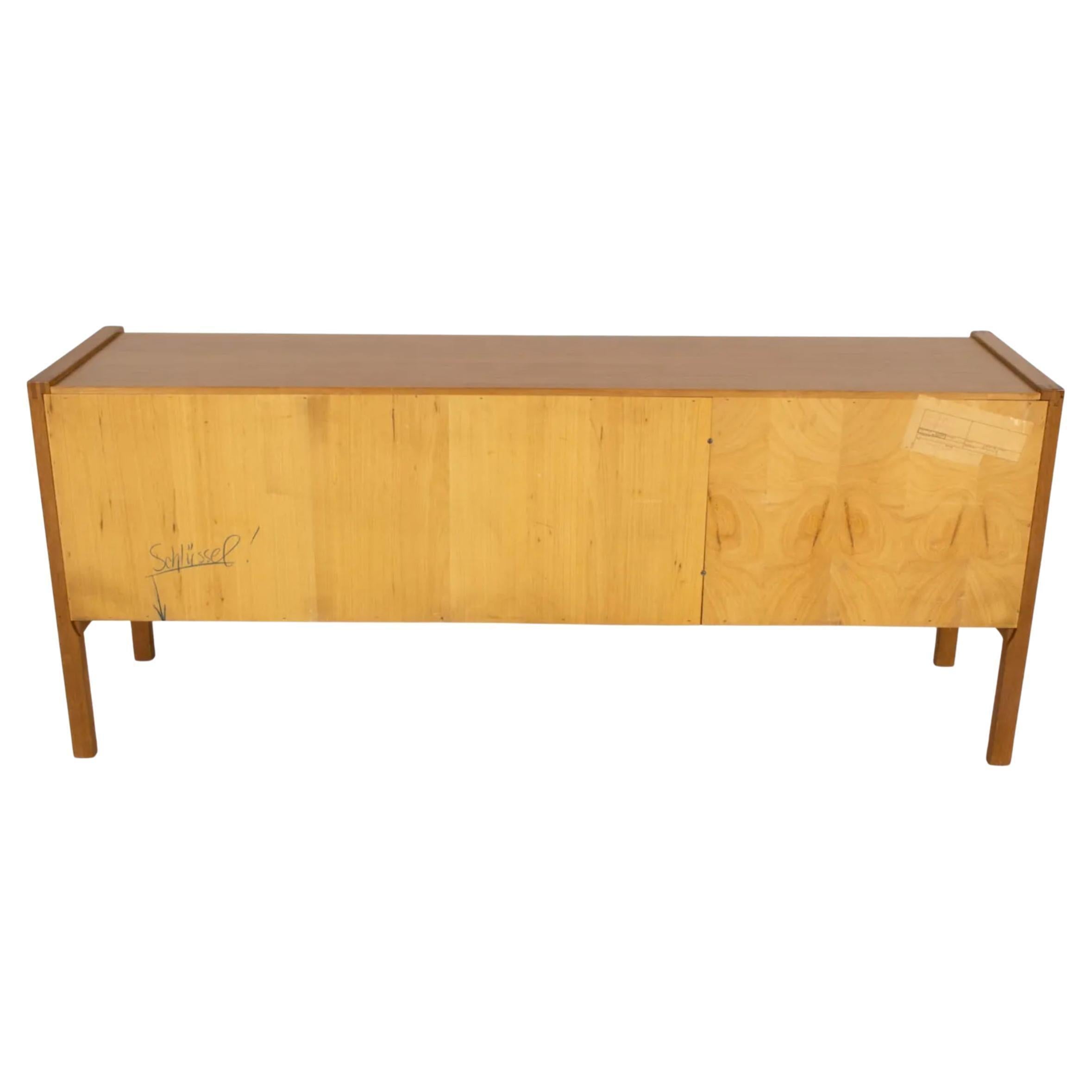 Stunning Mid Century modern German Oak Paneled Credenza 3 door For Sale 6