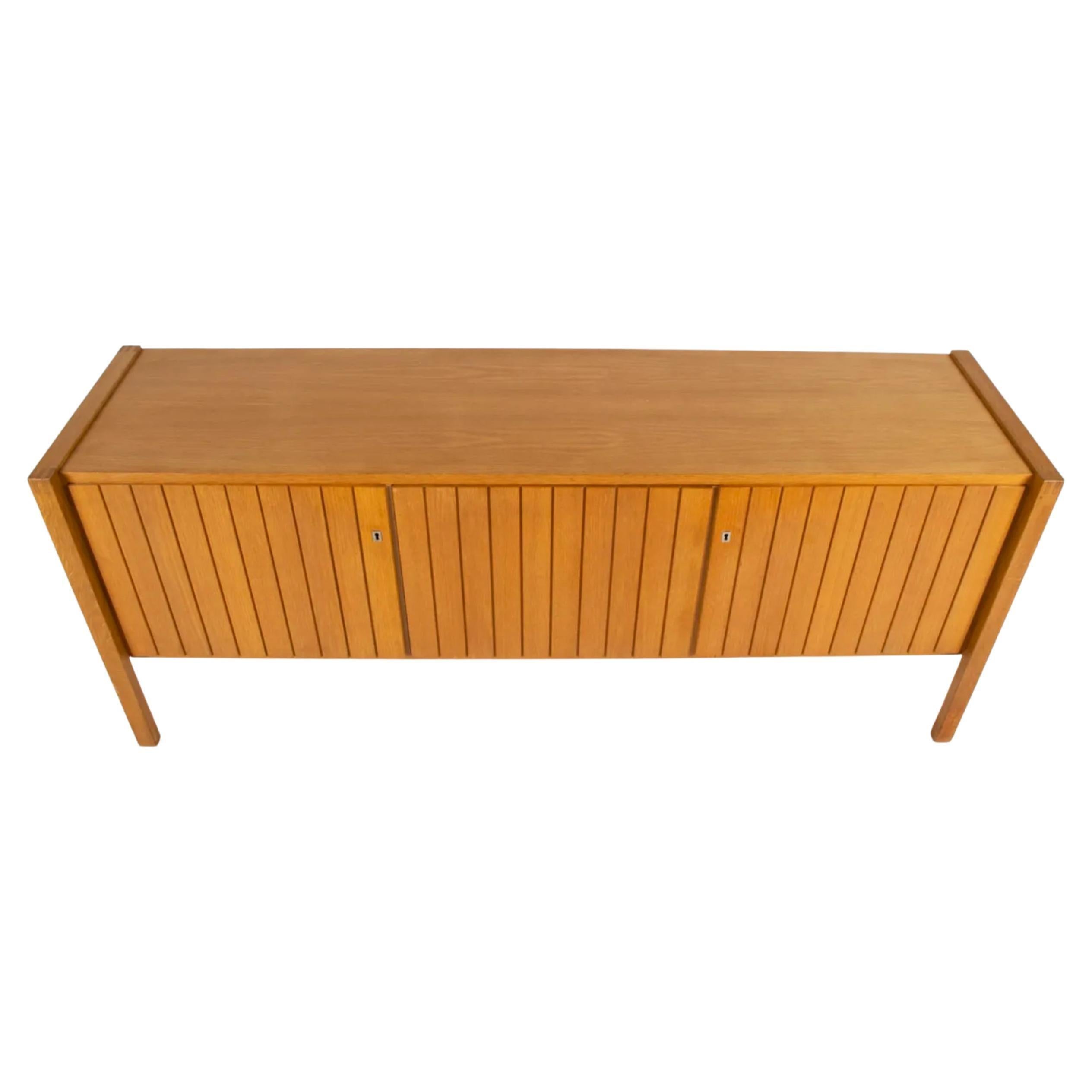 Mid-Century Modern Stunning Mid Century modern German Oak Paneled Credenza 3 door For Sale