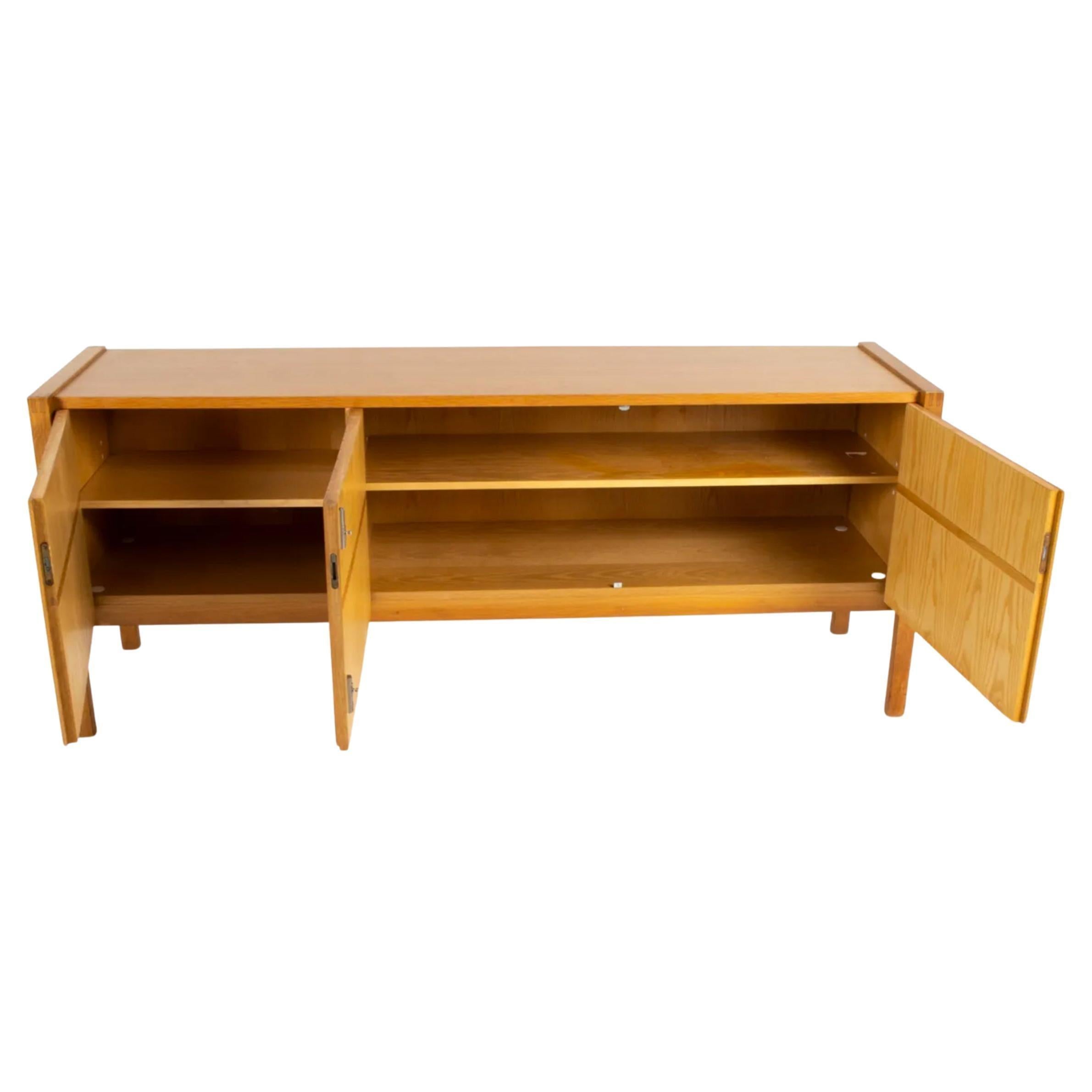 Mid-20th Century Stunning Mid Century modern German Oak Paneled Credenza 3 door For Sale