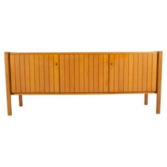 Vintage Stunning Mid Century modern German Oak Paneled Credenza 3 door with key