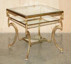STUNNING MiD CENTURY MODERN GLASS & GOLD LEAF BRASS CENTRE OR LARGE SIDE TABLE