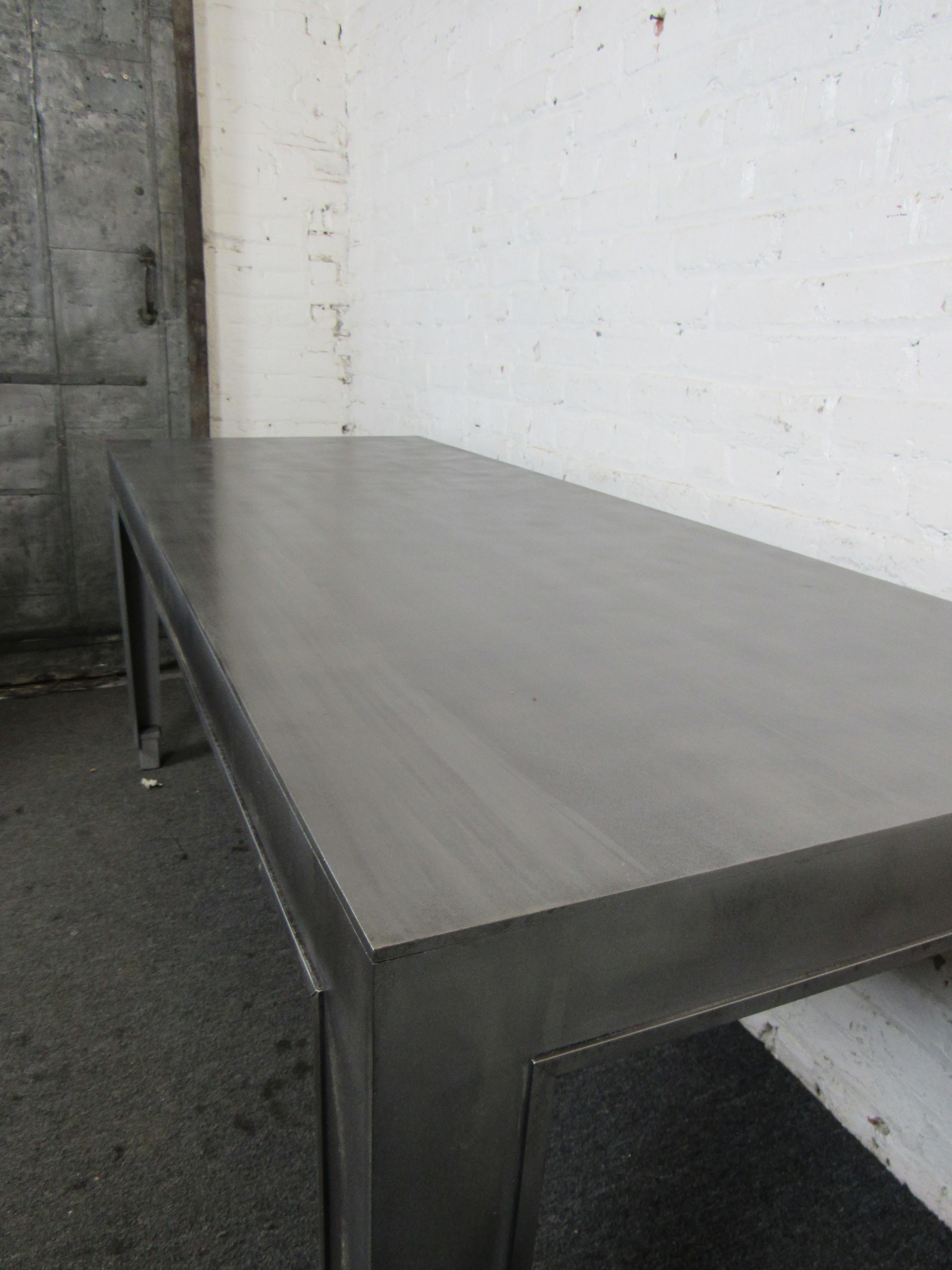 Six Foot Indutrial Metal Dining Table For Sale 6