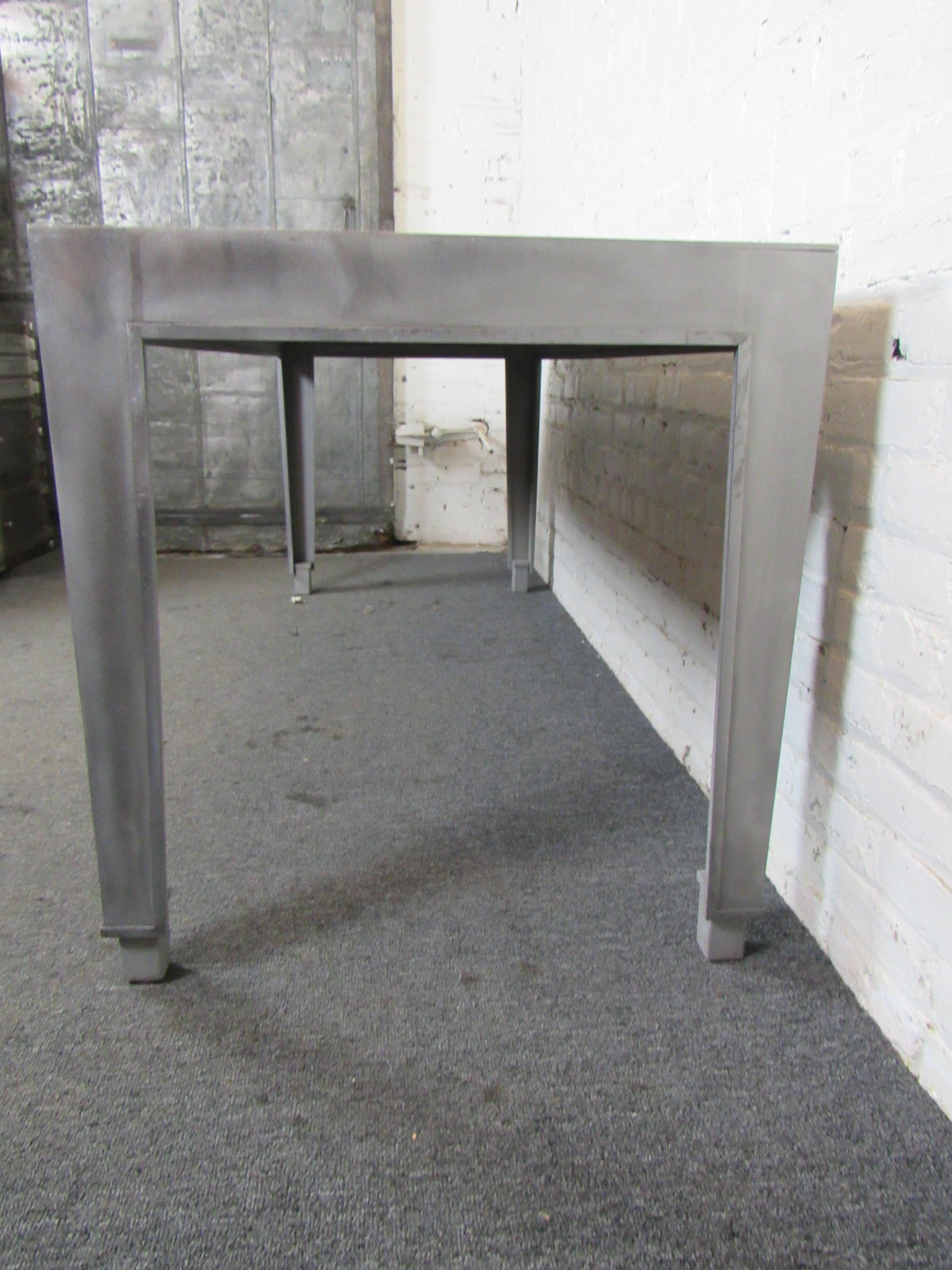 Six Foot Indutrial Metal Dining Table For Sale 8