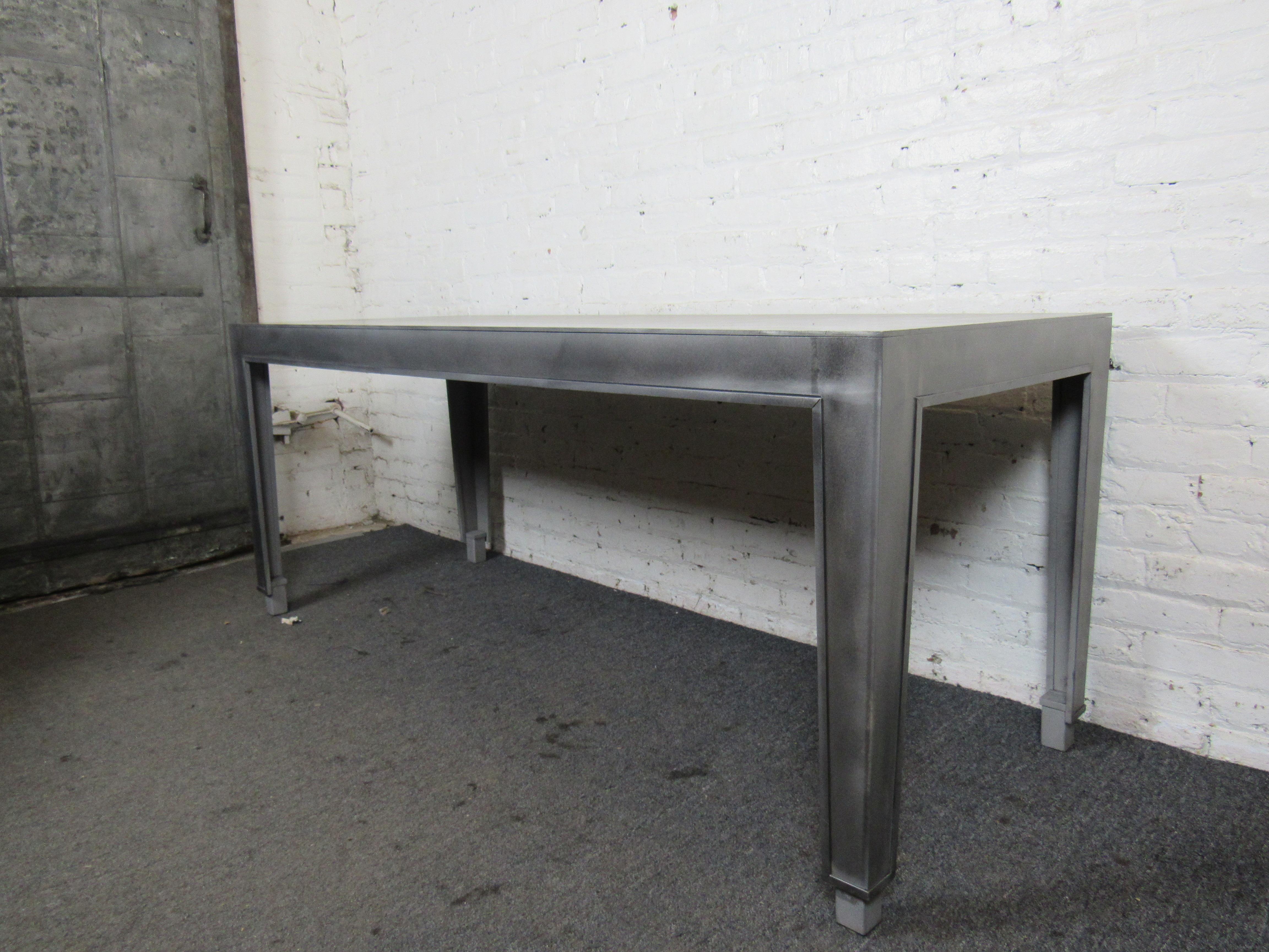 Mid-Century Modern Six Foot Indutrial Metal Dining Table For Sale