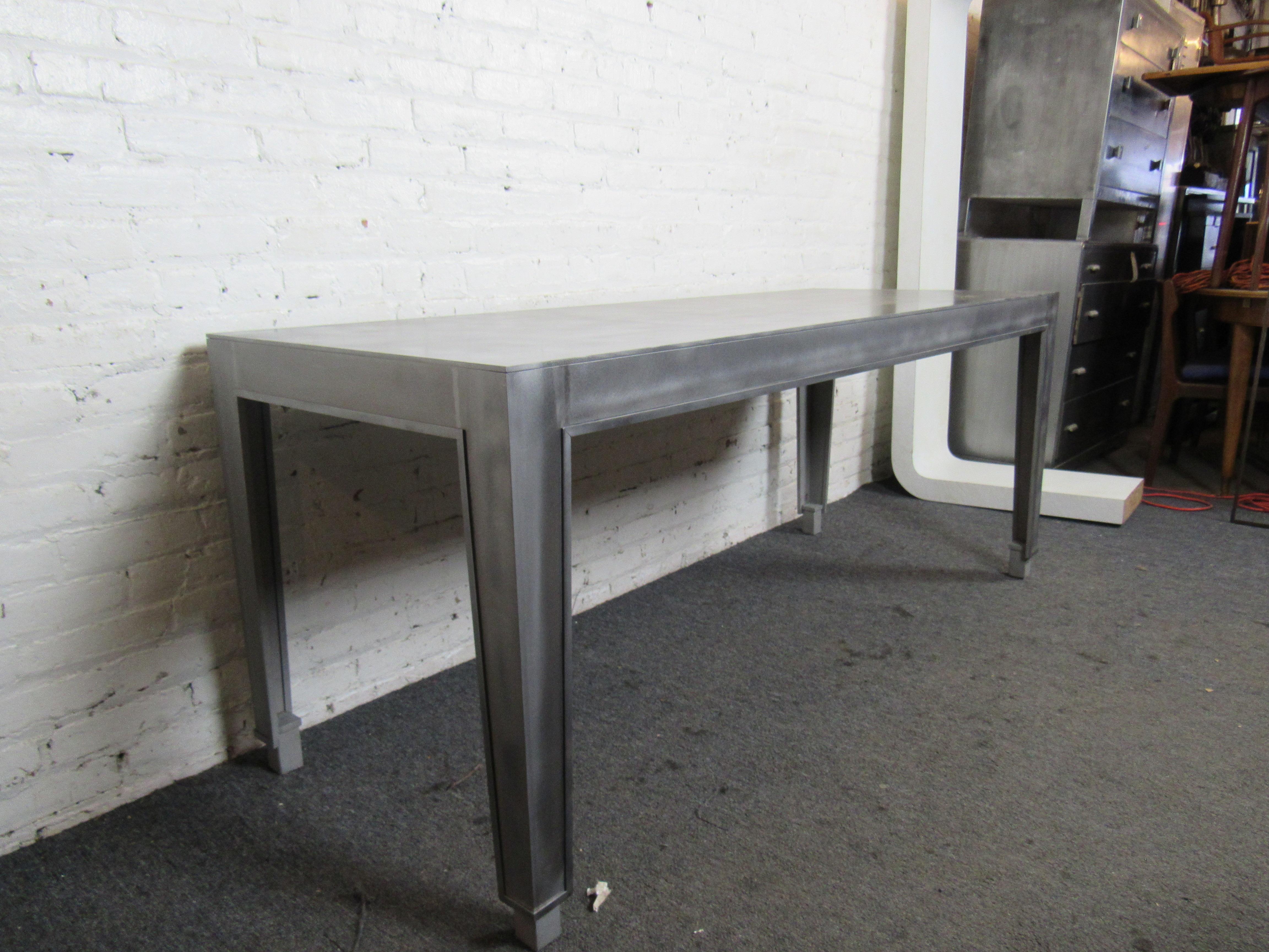 Six Foot Indutrial Metal Dining Table In Good Condition In Brooklyn, NY