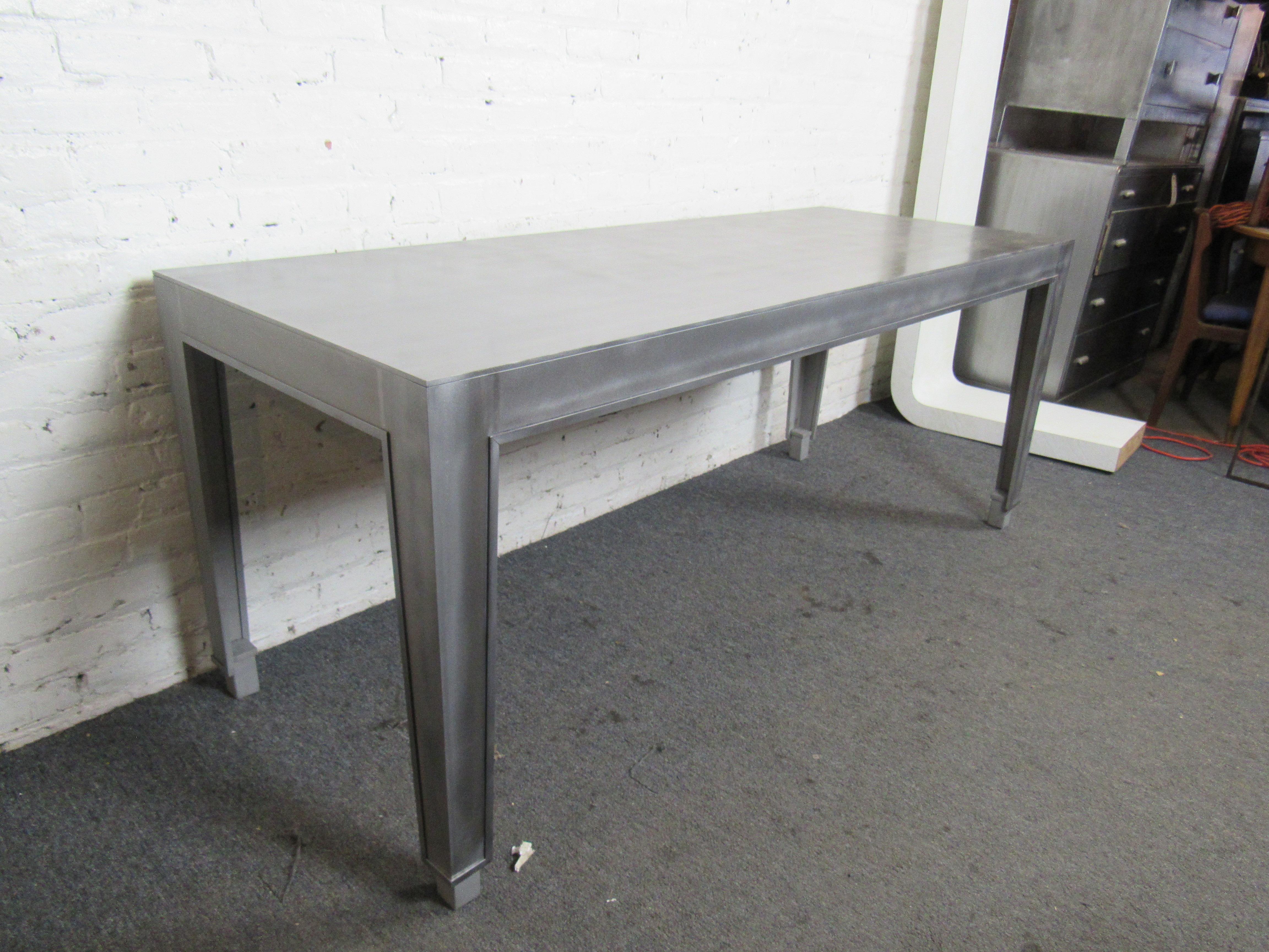 20th Century Six Foot Indutrial Metal Dining Table For Sale