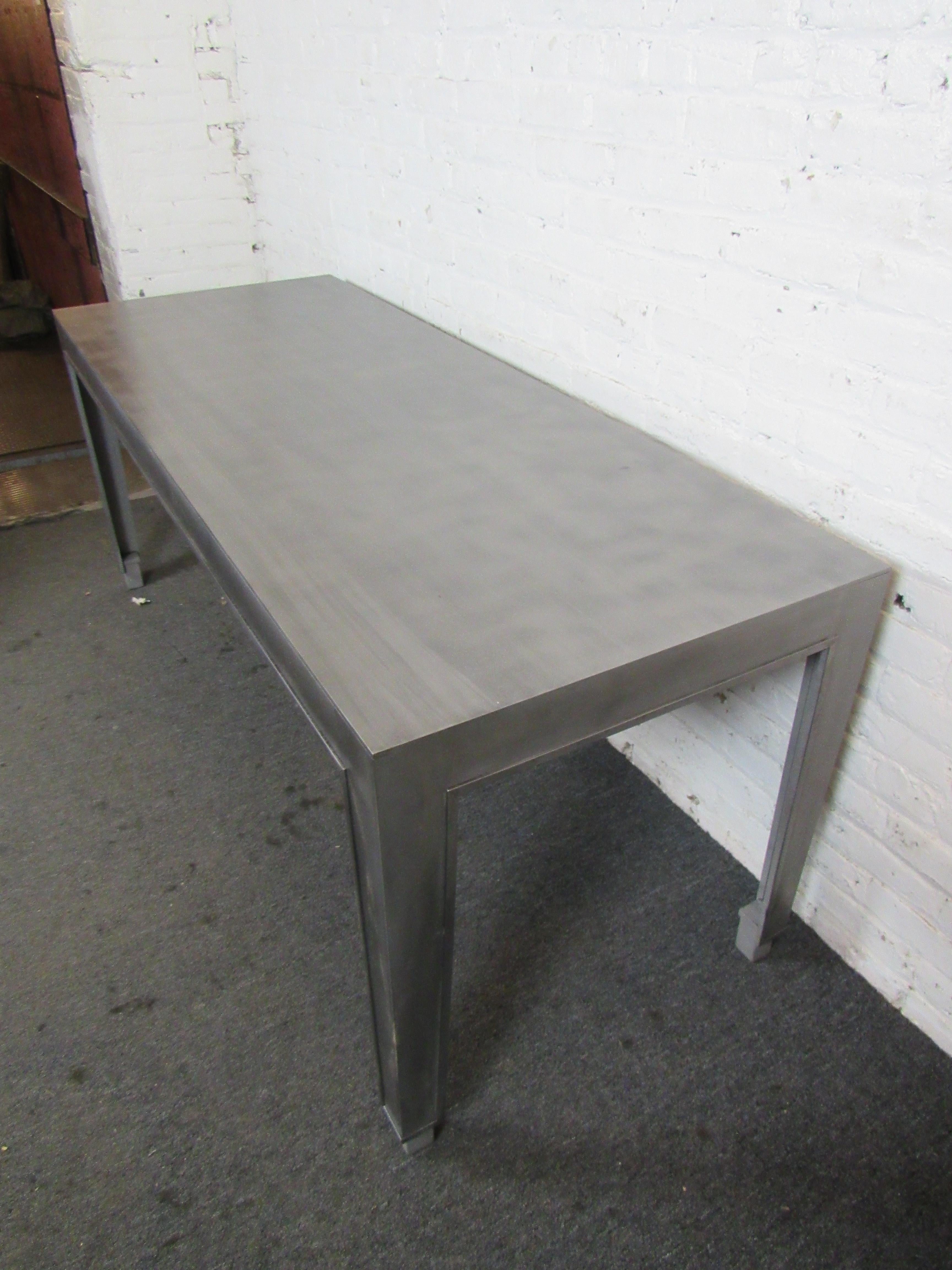 Six Foot Indutrial Metal Dining Table For Sale 2