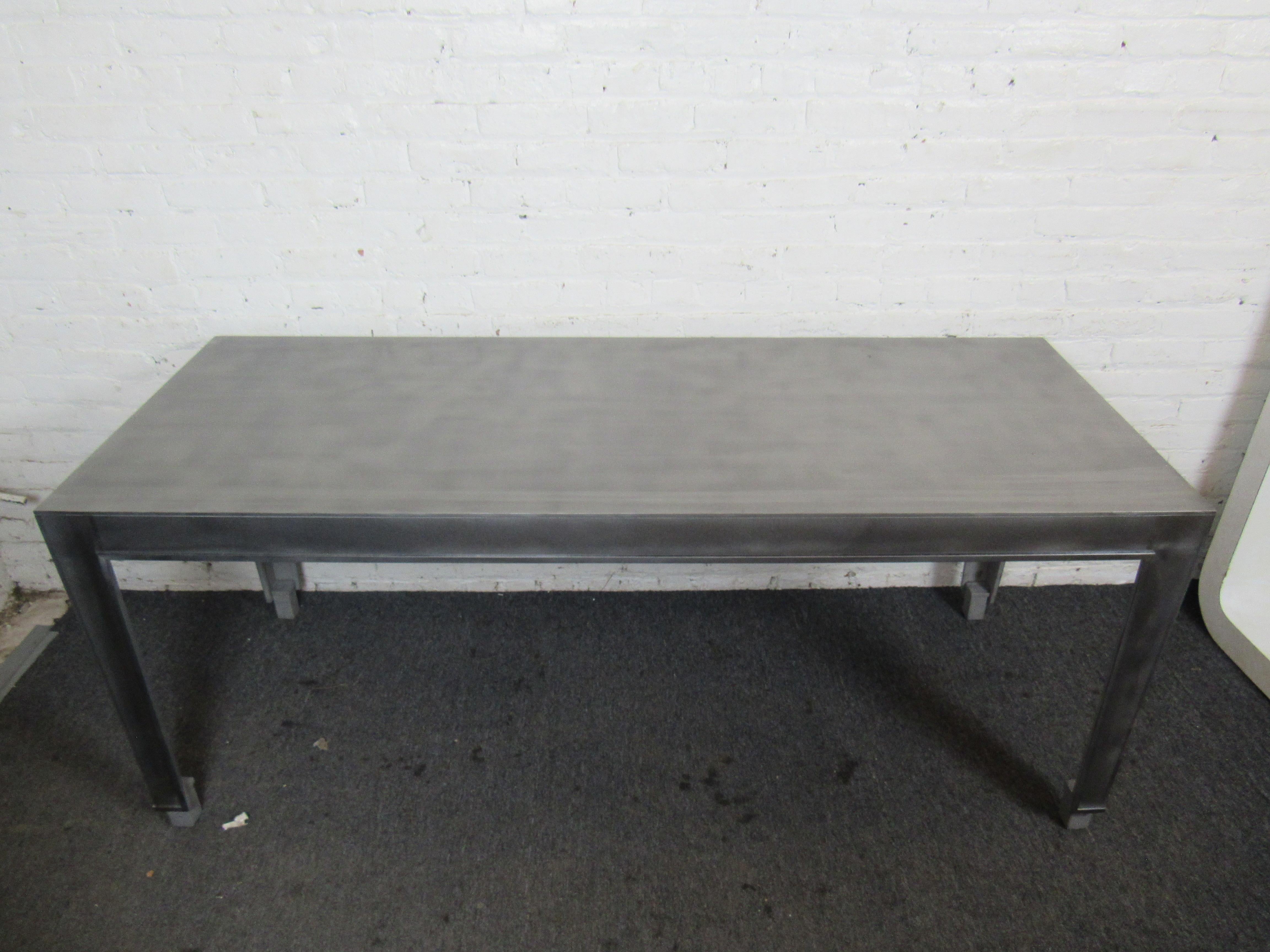 Six Foot Indutrial Metal Dining Table For Sale 3