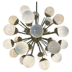 Stunning Mid-Century Modern Murano Glass & Brass Sputnik Chandelier