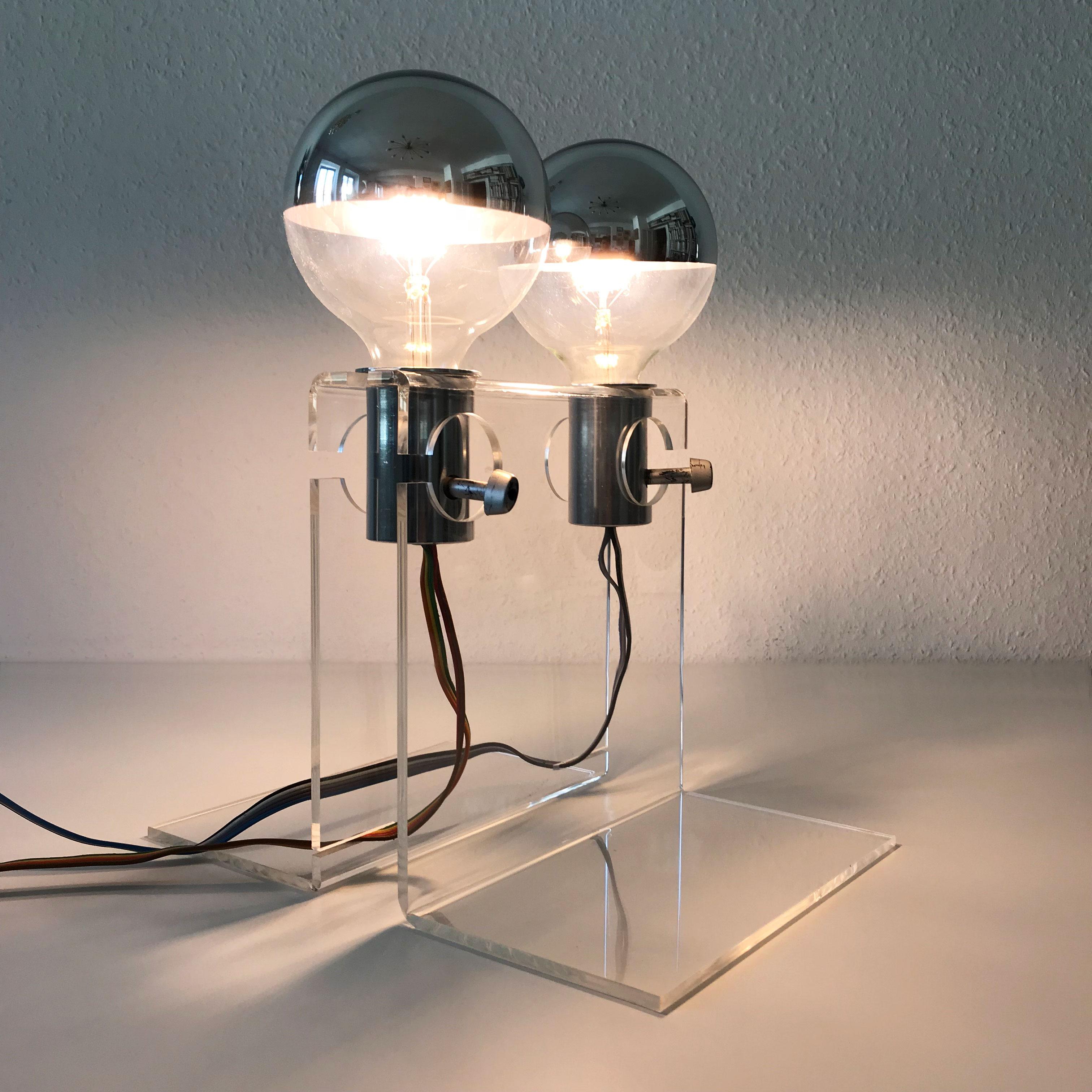 German Stunning Mid Century Modern Plexiglass Table Lamp or Light Object, 1970s For Sale