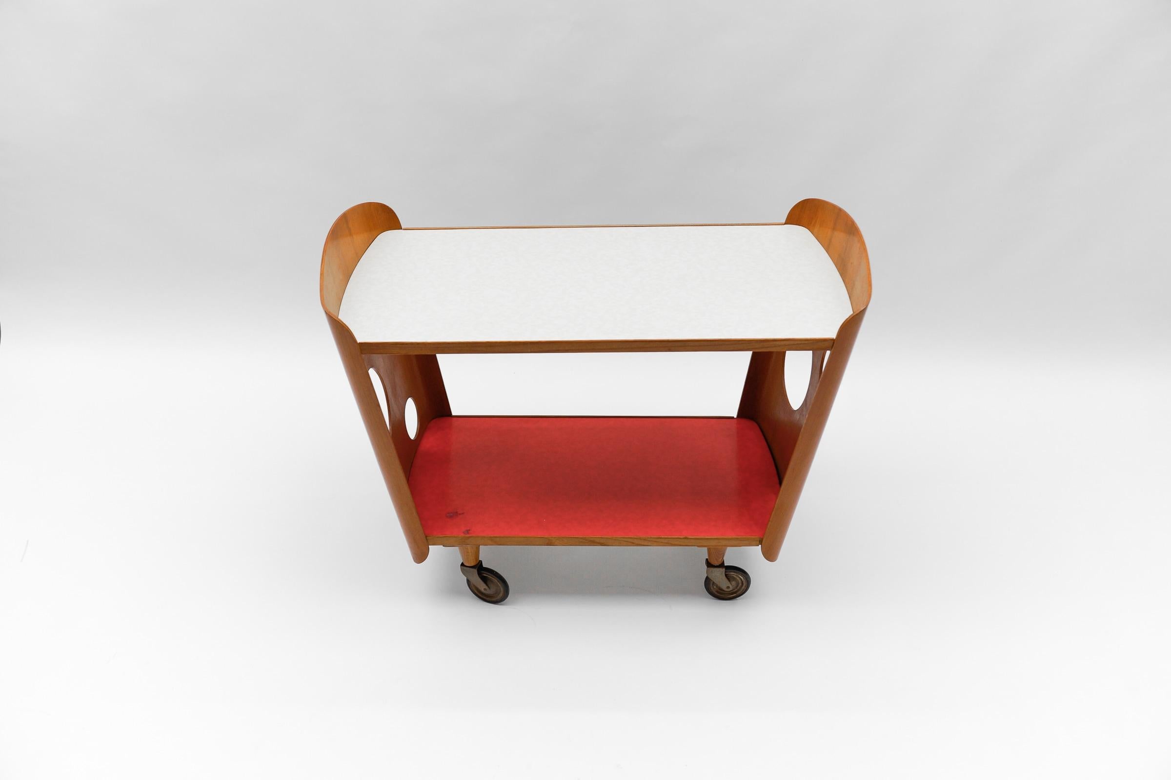 Stunning Mid-Century Modern Serving Cart in Plywood, 1950s For Sale 4