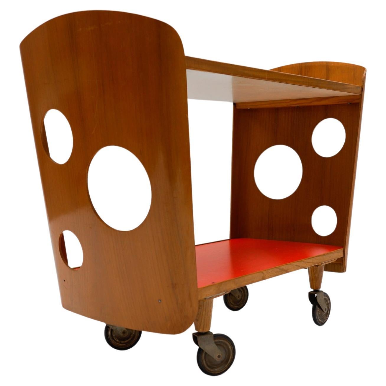 Stunning Mid-Century Modern Serving Cart in Plywood, 1950s For Sale