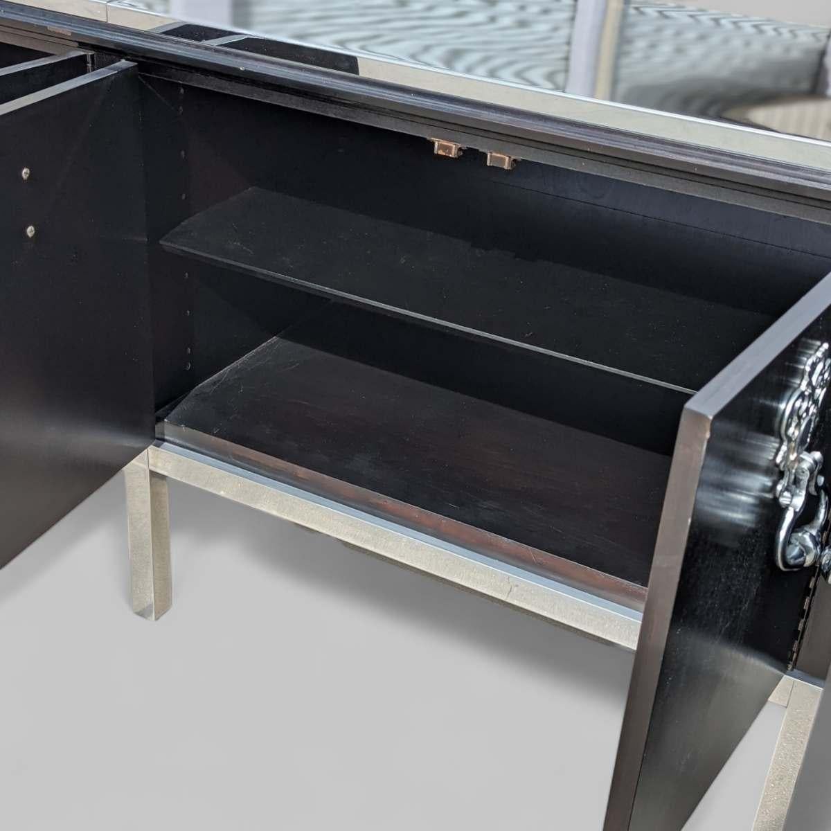 Mid Century Modern Sideboard with Ornate Hardware, Style of Tommi Parzinger For Sale 6