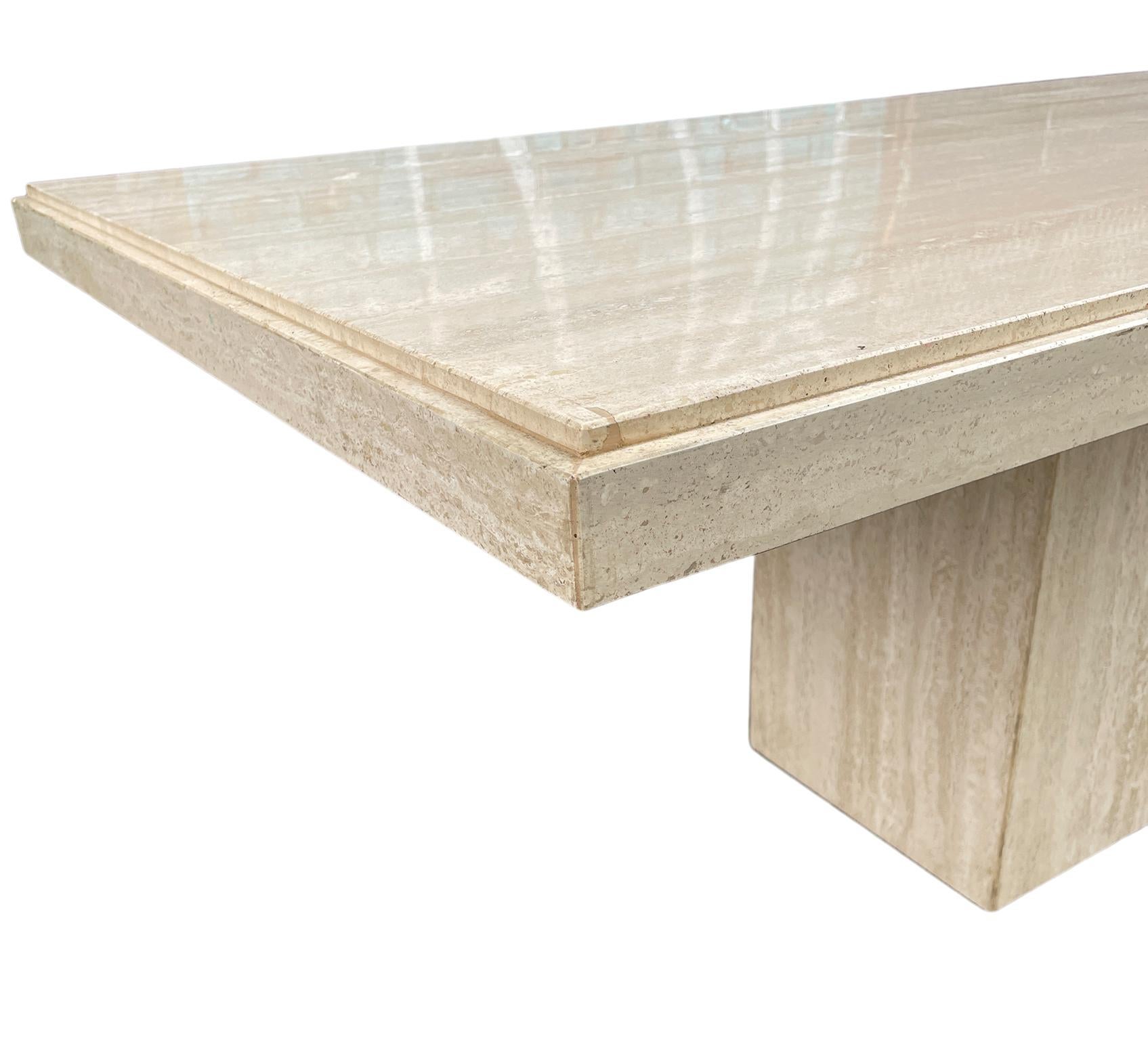 Stunning MidCentury Modern Travertine Marble Dining Table with Base at