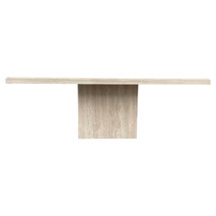 Stunning Mid-Century Modern Travertine Marble Dining Table with Base