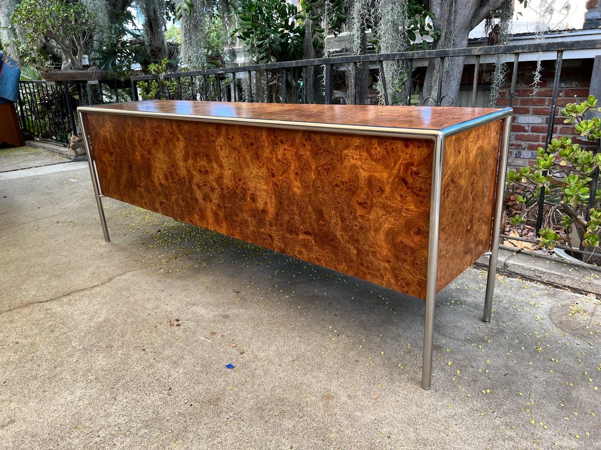SOLDStunning Mid Century Modern Ward Bennett For Pace Burled Olive Wood Credenza 3