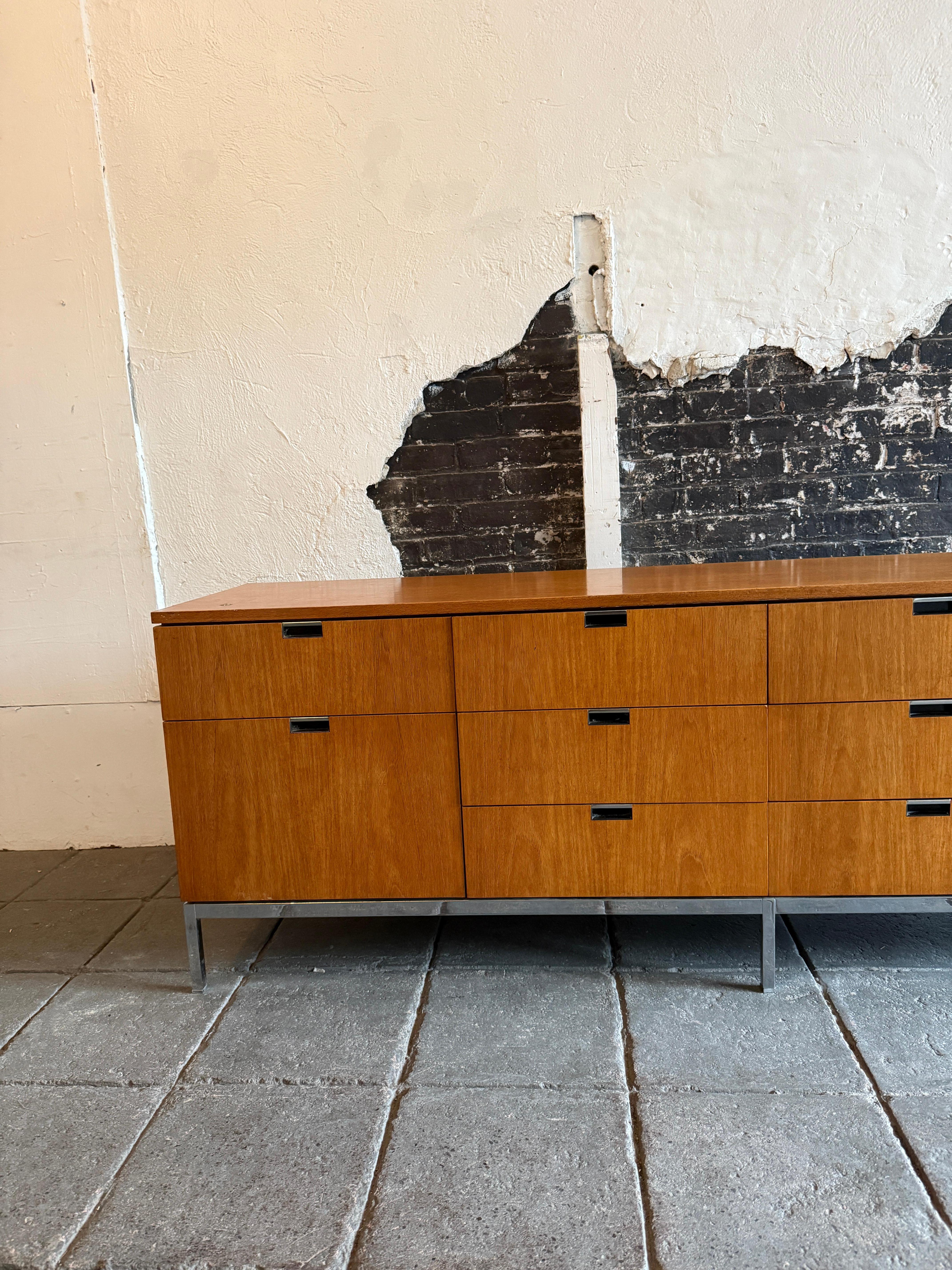 American Stunning Mid century Oak Office 10 drawer Credenza by Florence knoll For Sale