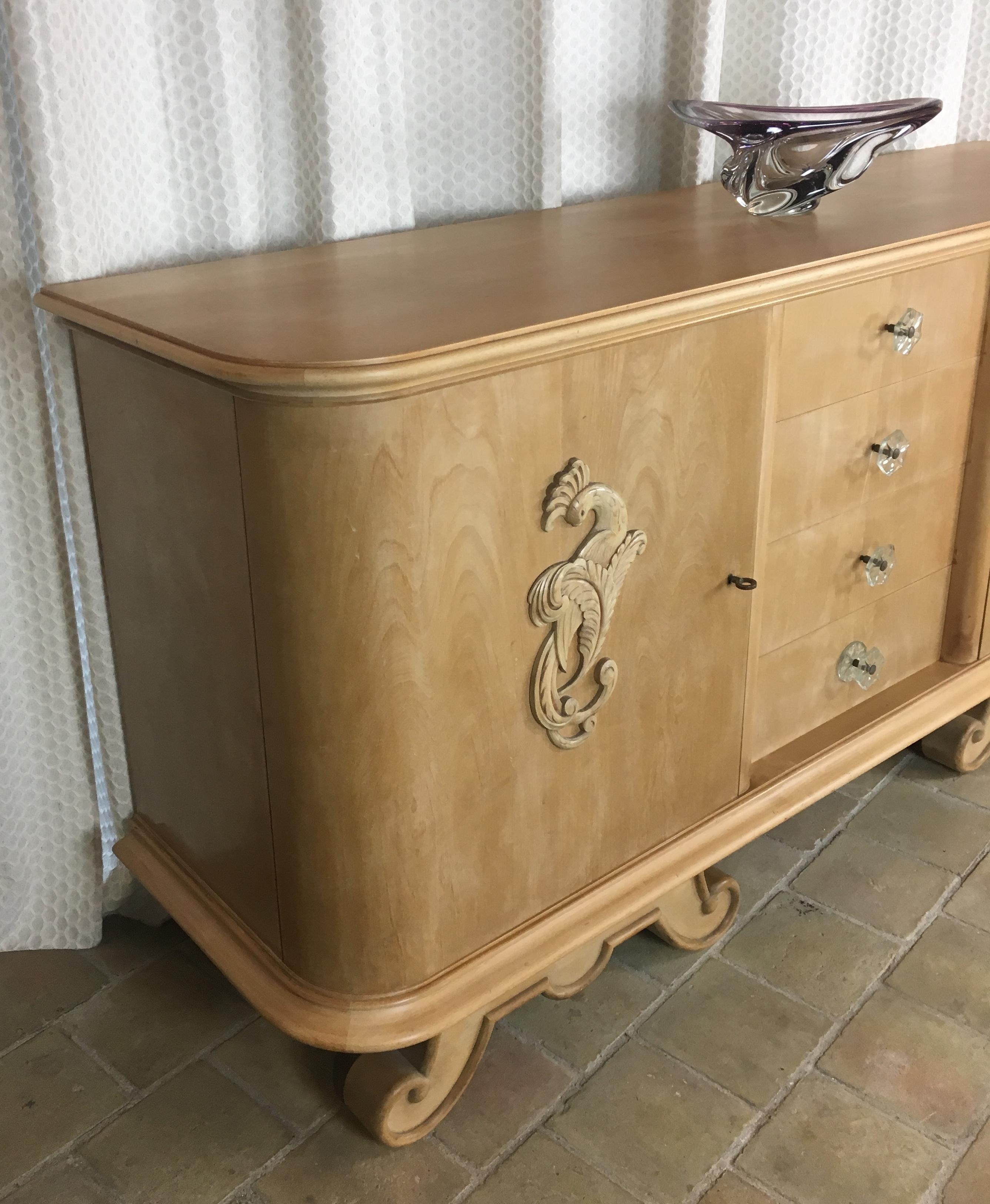 French Stunning Midcentury Credenza Buffet in the Style of Andre Arbus
