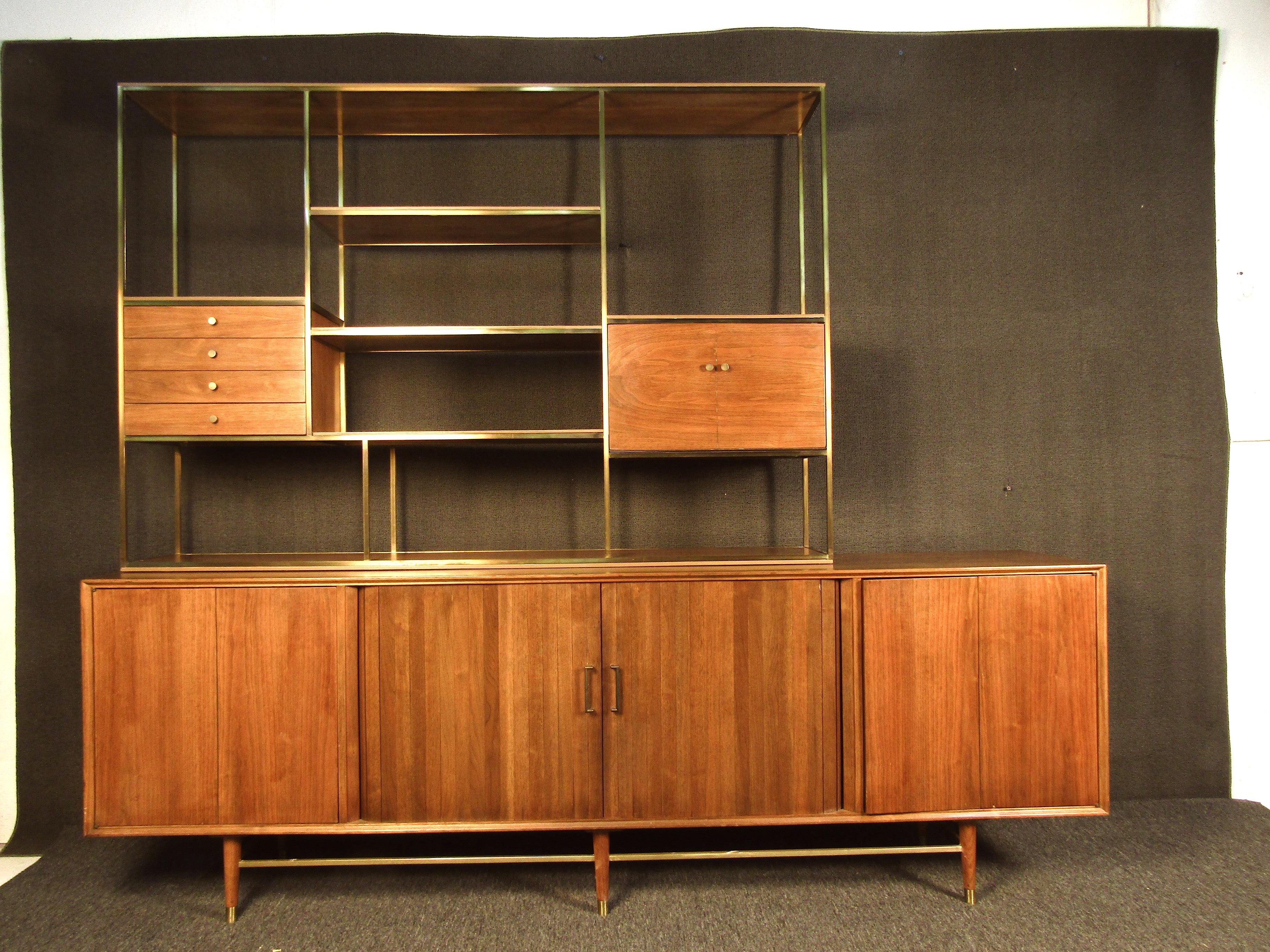Stunning Midcentury Wall Unit by Furnete In Good Condition In Brooklyn, NY