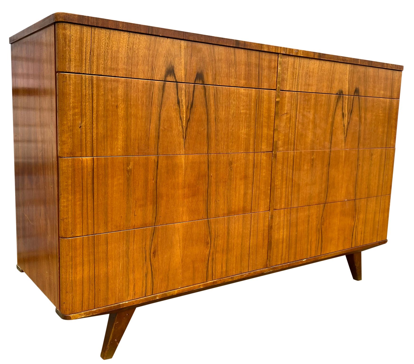 Mid-Century Modern Stunning Midcentury 8 Drawer Rosewood Veneer Dresser Made in Sweden