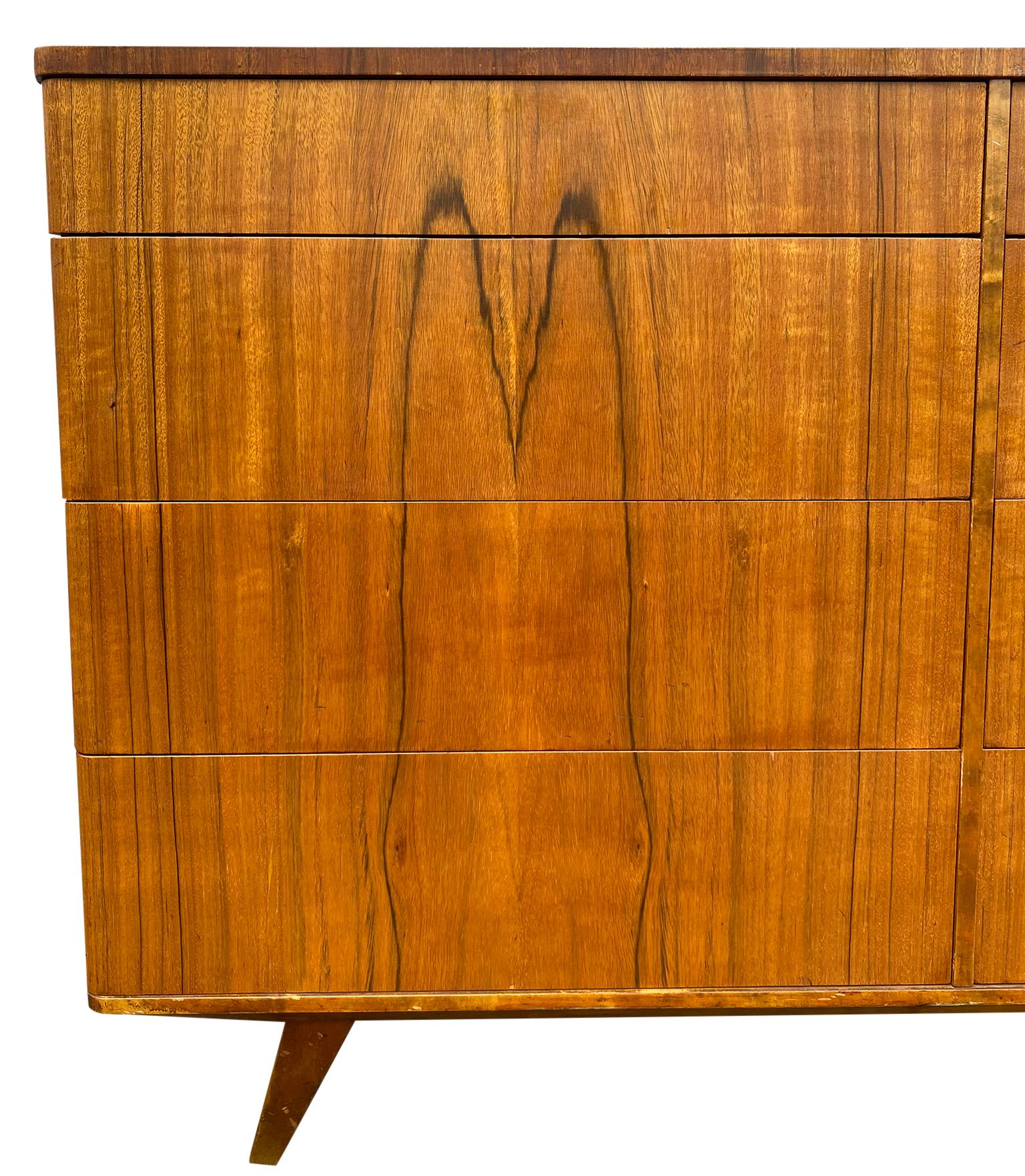 Stunning Midcentury 8 Drawer Rosewood Veneer Dresser Made in Sweden In Fair Condition In BROOKLYN, NY