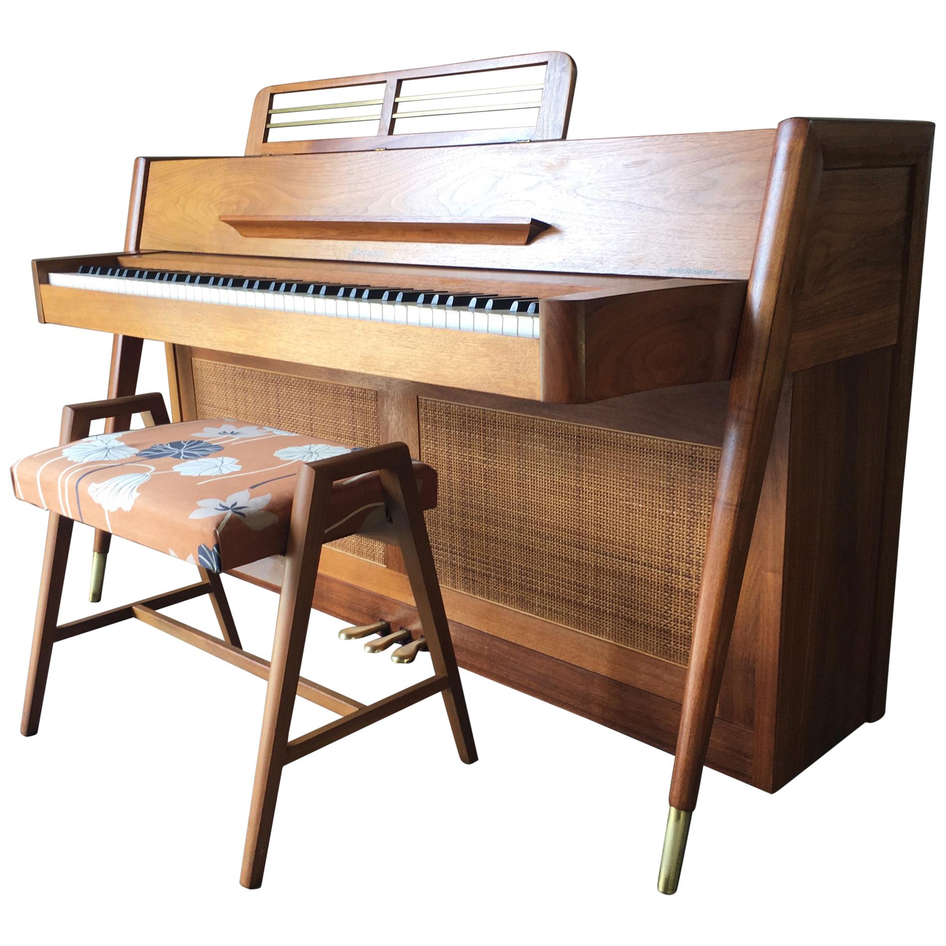Stunning Midcentury Baldwin Acrosonic Spinet Piano with Matching Bench